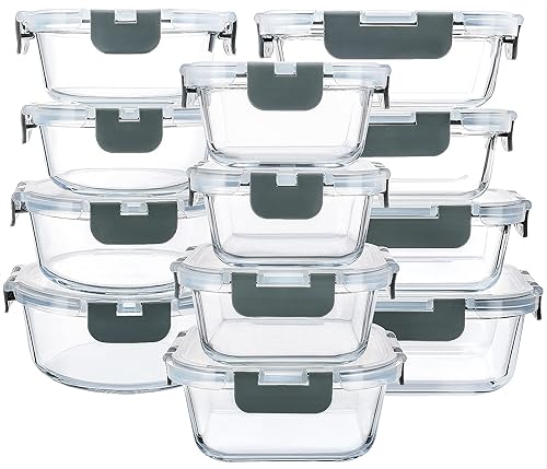M MCIRCO 24-Piece Glass Food Storage Containers with Upgraded Snap
