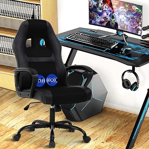 Miniatura 10 de Silla ergonómica para juegos de PC, silla de computadora con respaldo alto, silla de juegos de carreras con soporte lumbar, reposabrazos ajustable,
