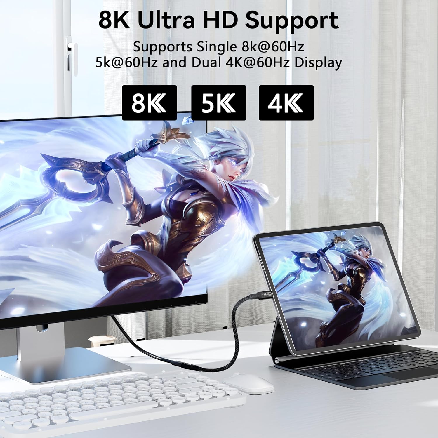 10ft/3M USB-C Male to Female Extension Cable - Thunderbolt 4/USB4/3 Compatible, 40Gbps, 8K@60Hz, 140W PD Fast Charging for M-acBook Pro, Monitors & Type-C Devices