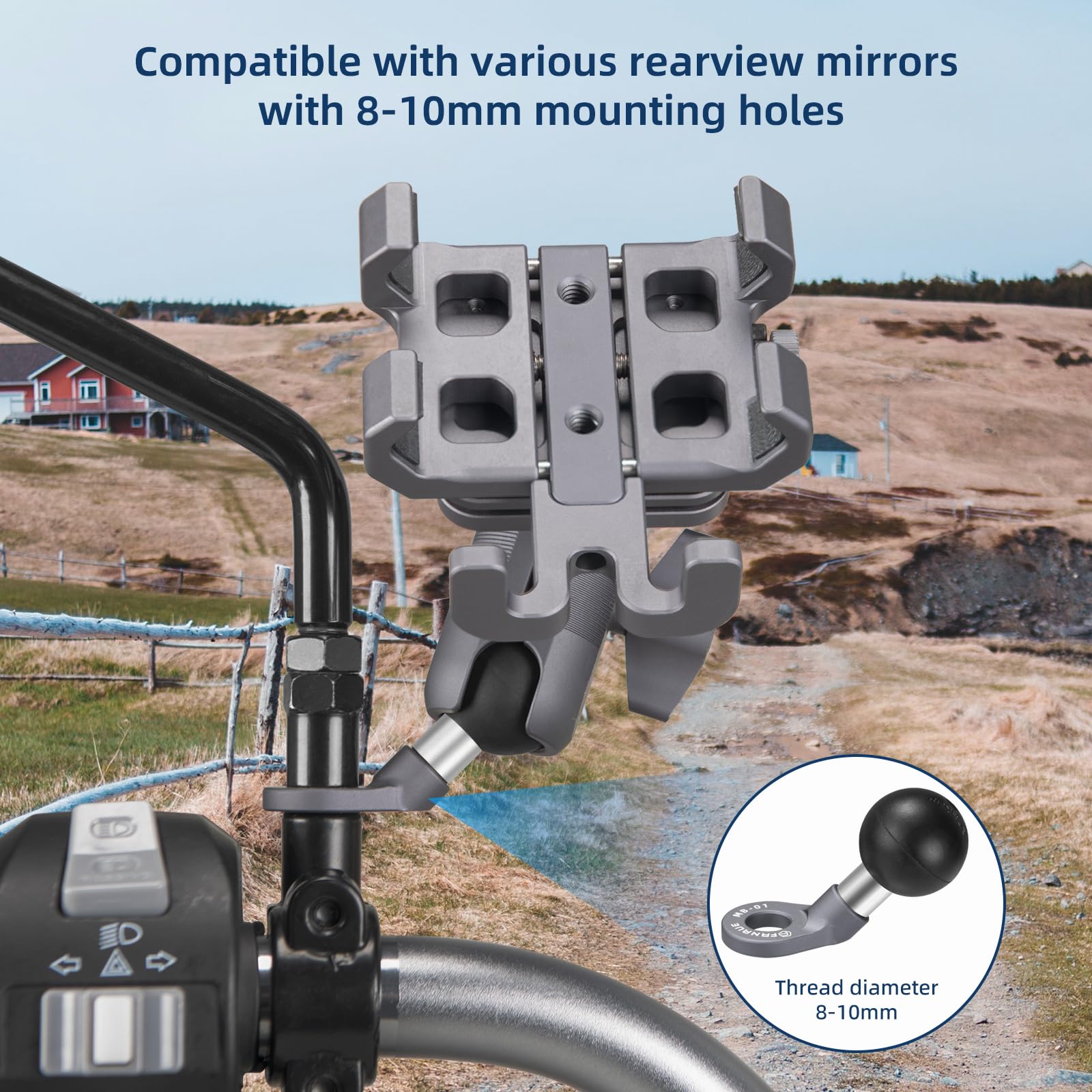 Fixation Guidon Aluminium Support RAM Mount Pour Guidon Moto - Base De Fixation Universelle 1 Pouce Aluminium Caoutchouc