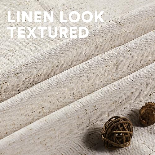 Miniatura 4 de PrinceDeco Cortinas de lino 100% opacas para dormitorio de 84 pulgadas de largo, juego de 2 paneles de cortinas opacas con pestaña trasera y