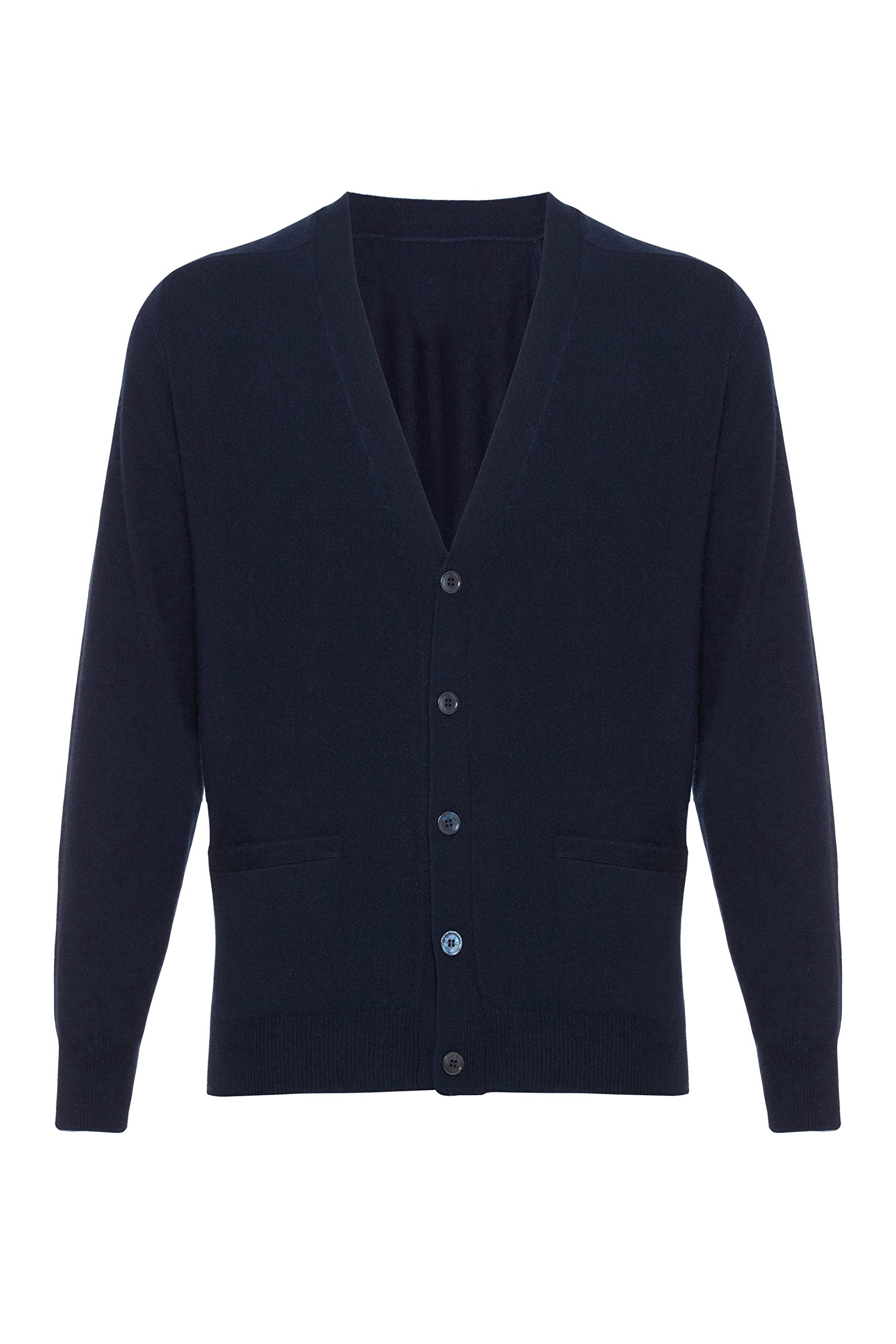Lona Scott Men's Pure Cashmere Classic Cardigan - Multicolored - X-Large Navy