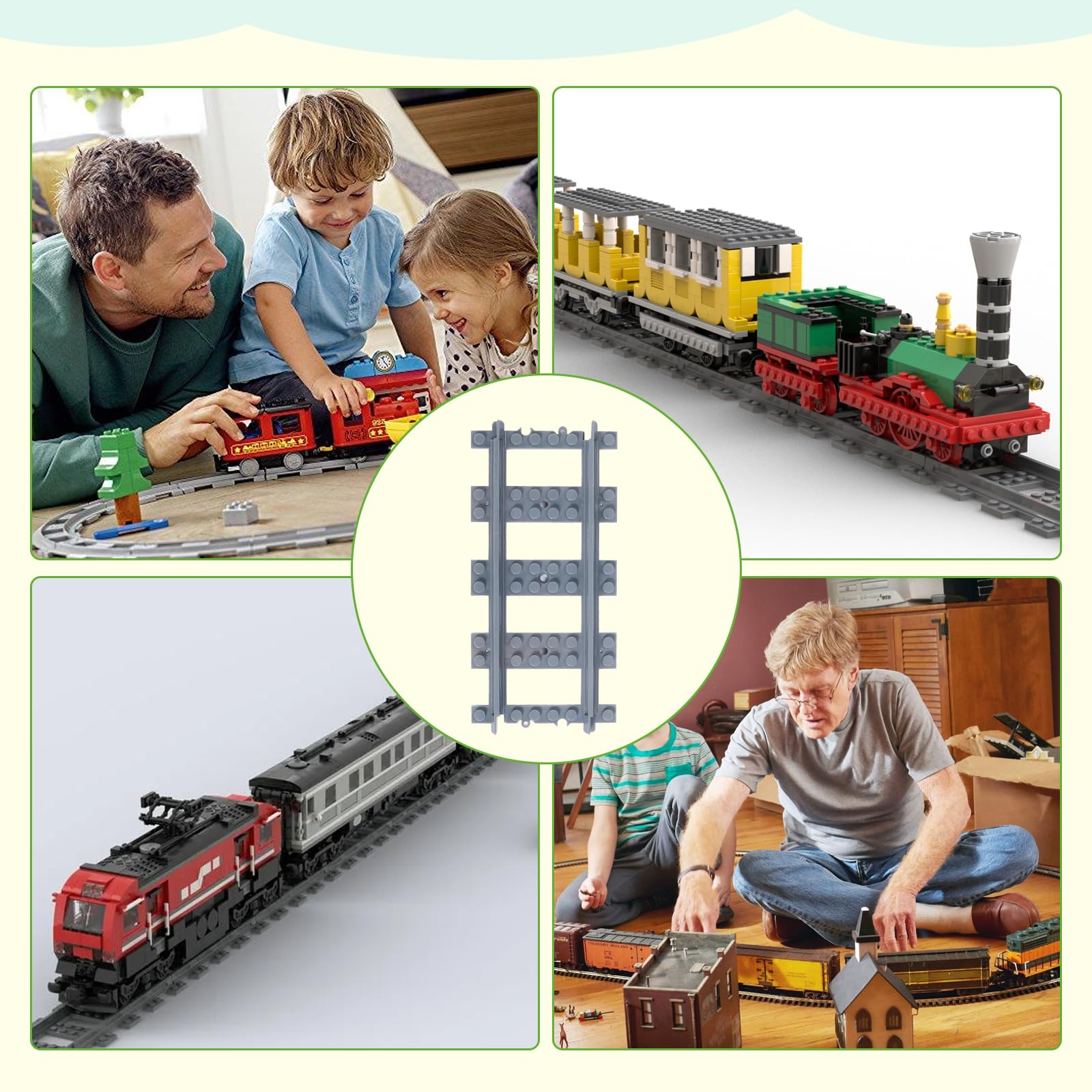 35 Stück Gerade Schienen Bausteine Set,APKLVSR City Schienen, City Zug Schienen Set,Spielzeug Eisenbahnschienen Erweiterungsset für Modellbau,Kompatibel mit dem Marktführer