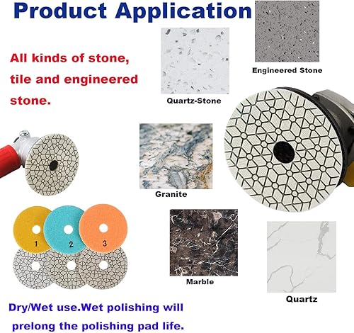 Miniatura 5 de DIAVANCUT Almohadillas de pulido de diamante de 4 pulgadas en seco y húmedo de 3 pasos de 4 pulgadas, almohadillas de pulido de 3 pasos para