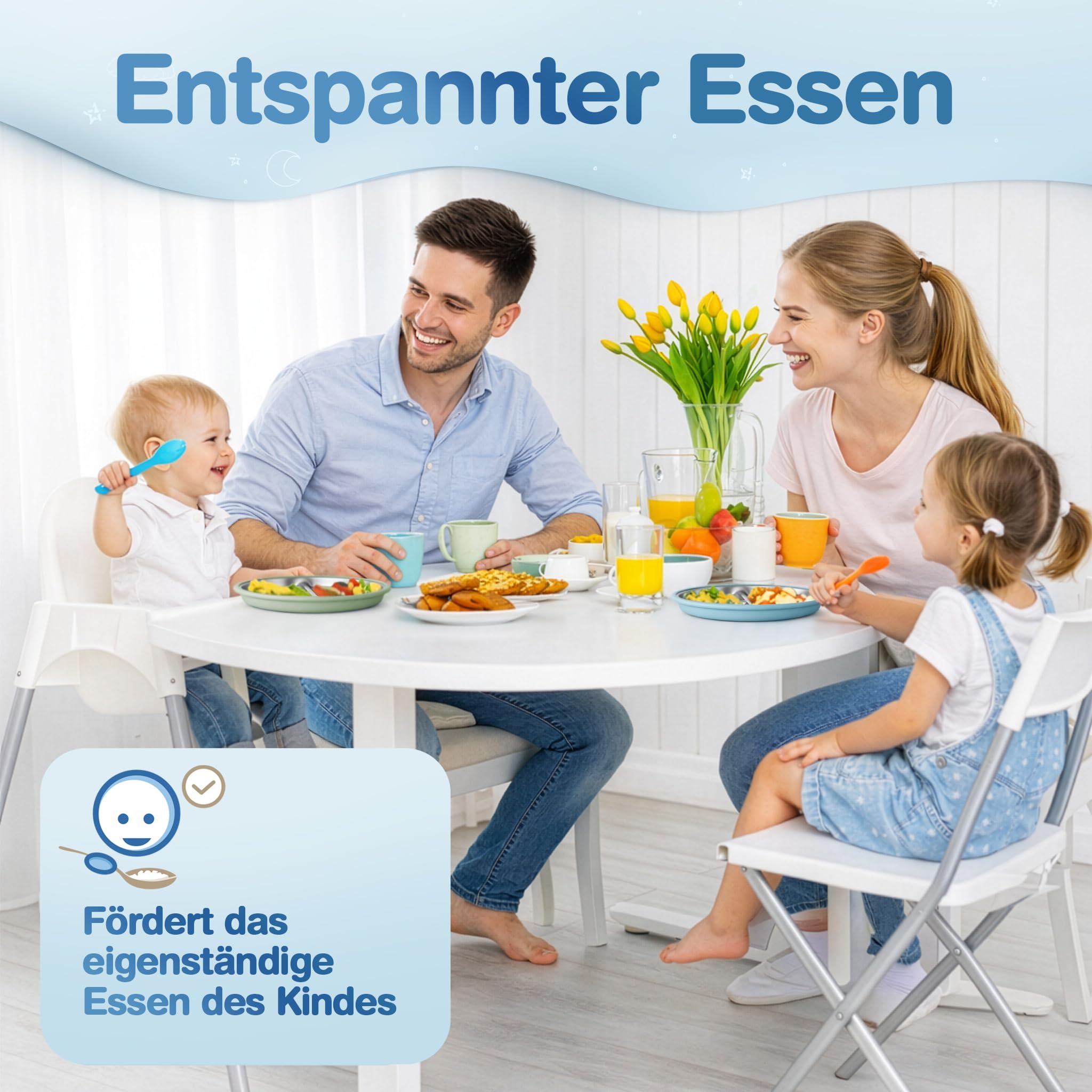Mutkind® 3x Baby Teller mit Saugnapf - (Extra Starker Halt) Edelstahl Kinderteller - Spülmaschinengeeignet - Rutschfester Babyteller mit Saugnapf - Beikost Baby Zubehör - Hochwertiges Kindergeschirr