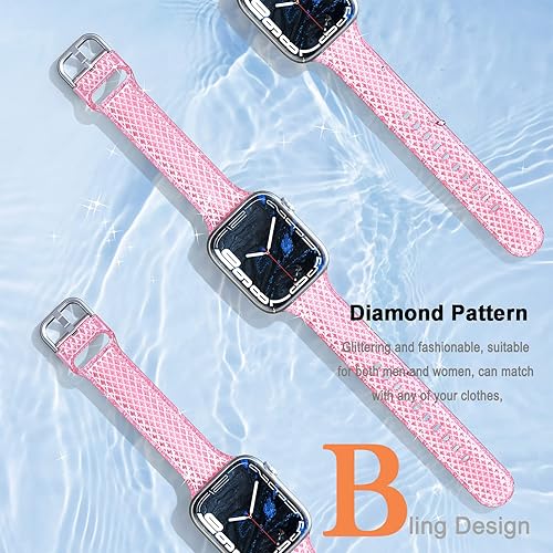 Miniatura 3 de Miimall Correa de reloj compatible con Apple Watch de 1.496 pulgadas, 1.575 pulgadas, 1.614 pulgadas, patrón de diamante, TPU translucidez  Correa