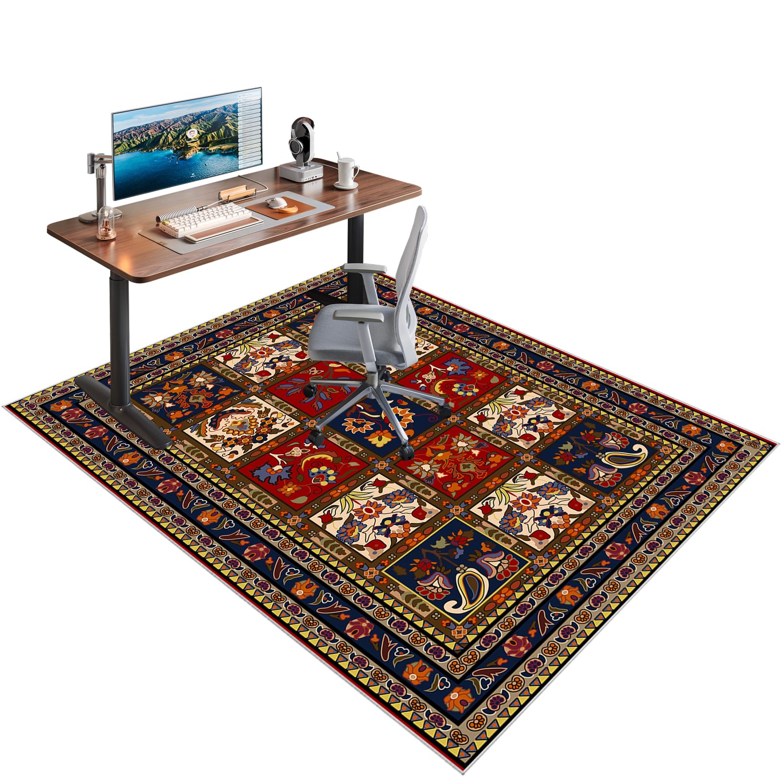Mata na krzesło na biurko do domowego biura duży fotel gamingowy mata antypoślizgowa podkładka pod dywan i twarda podłoga wielofunkcyjna zmywalna 180 x 230 cm