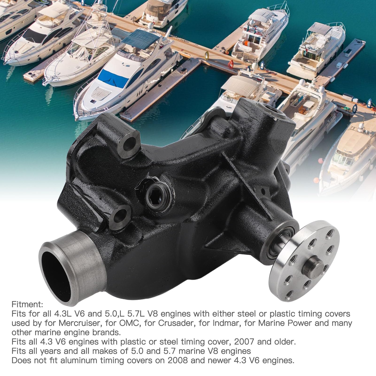 Pompa 'acqua Circolante del Motore, Sostituzione di Mercruiser 4.3 5.0 5.7 6.2L 350 305, con Girante Direzionale BI in Ottone, Ideale per il Ristrutturazione, Adatta a Mercruiser