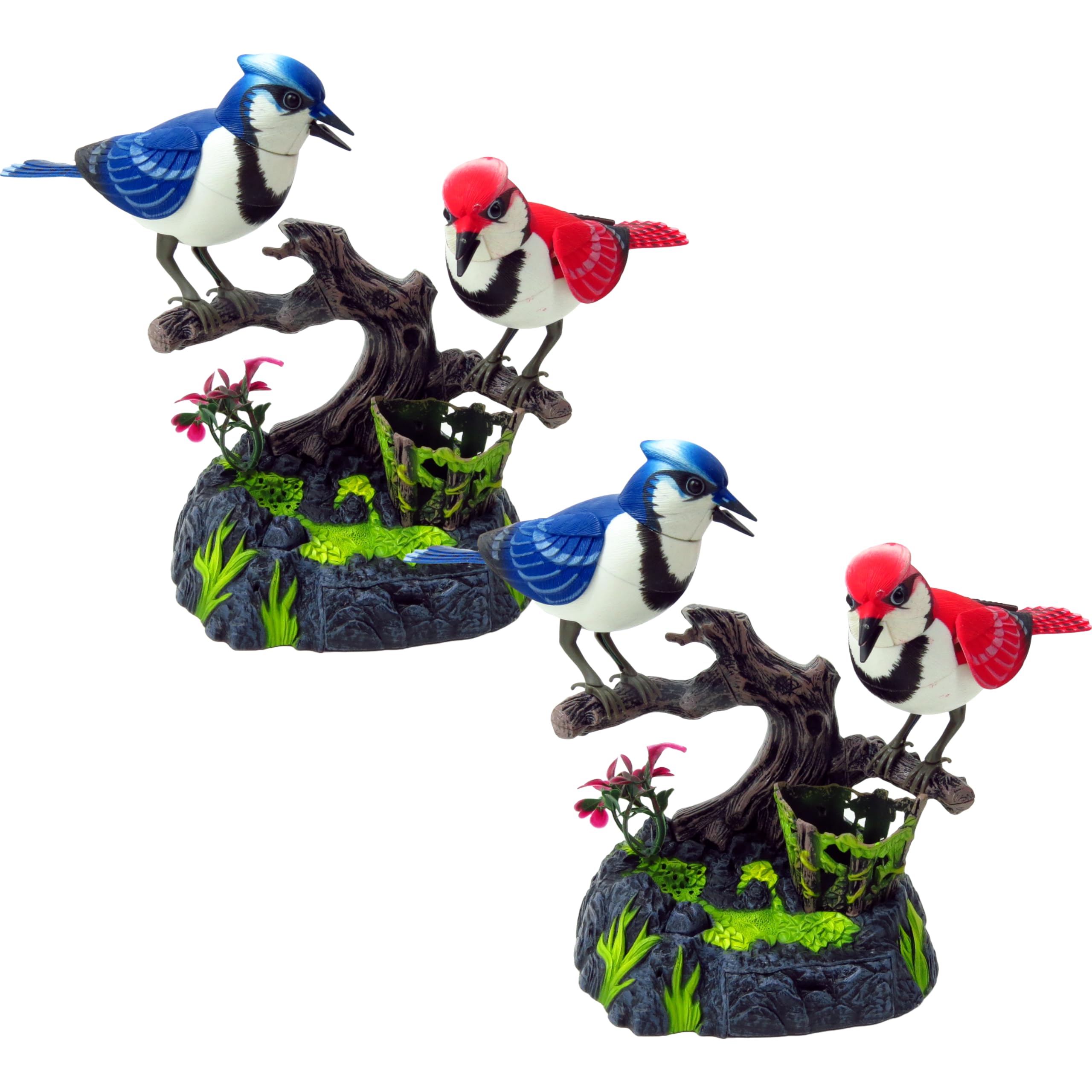 PowerTRC Baltimore Blue Jay Set | Realistic Birds | Toy Bird Pets | Sound Activated | for Enchanting Indoor Ambiance (2 Set)