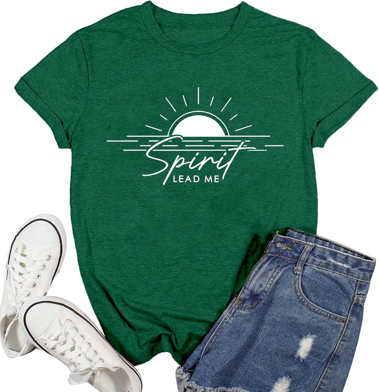 Ascrazy Christian Shirts for Women Bible Verse Blessed T-Shirt Spirit Lead Me Faith Tee Tops