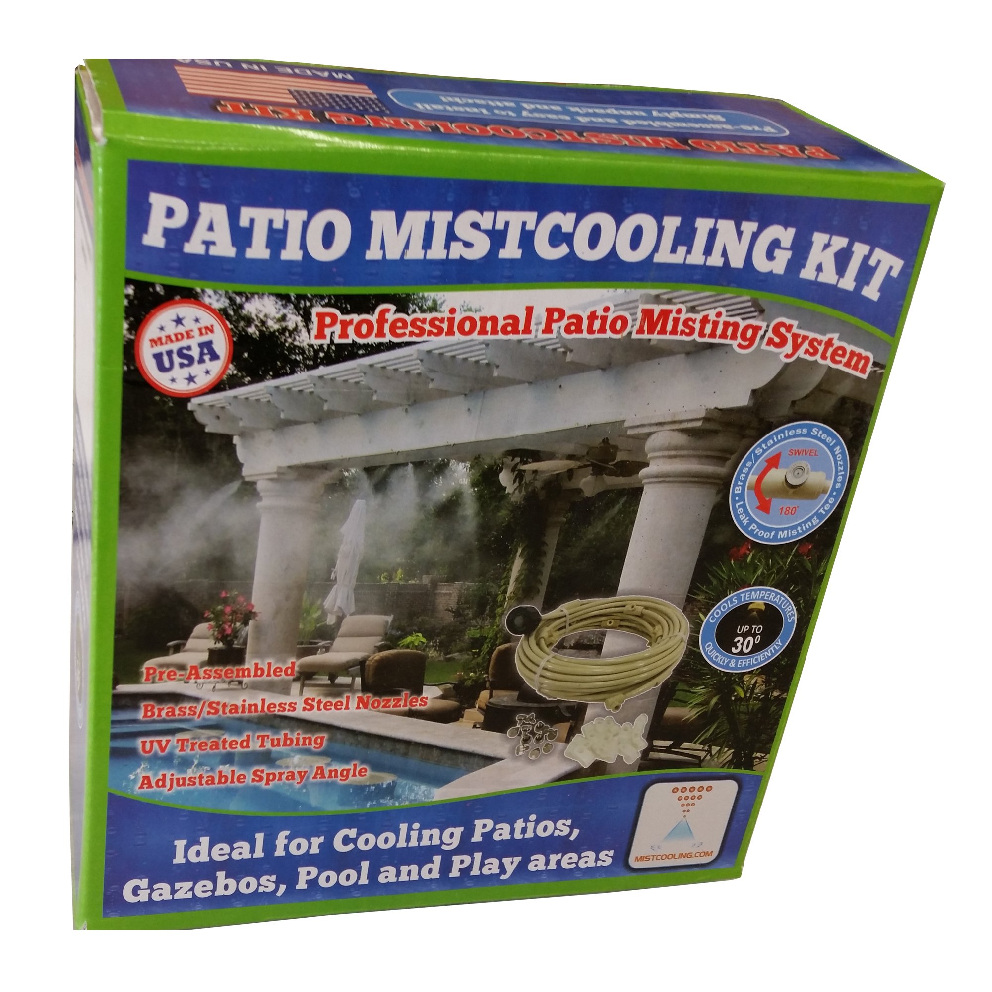 Patio Misting System- Low Pressure - UV treated flexible Tubing - Brass/Stainless Steel Nozzle - For Patio, Gazebo, Pool and Play areas GMC532 Beige GMC520