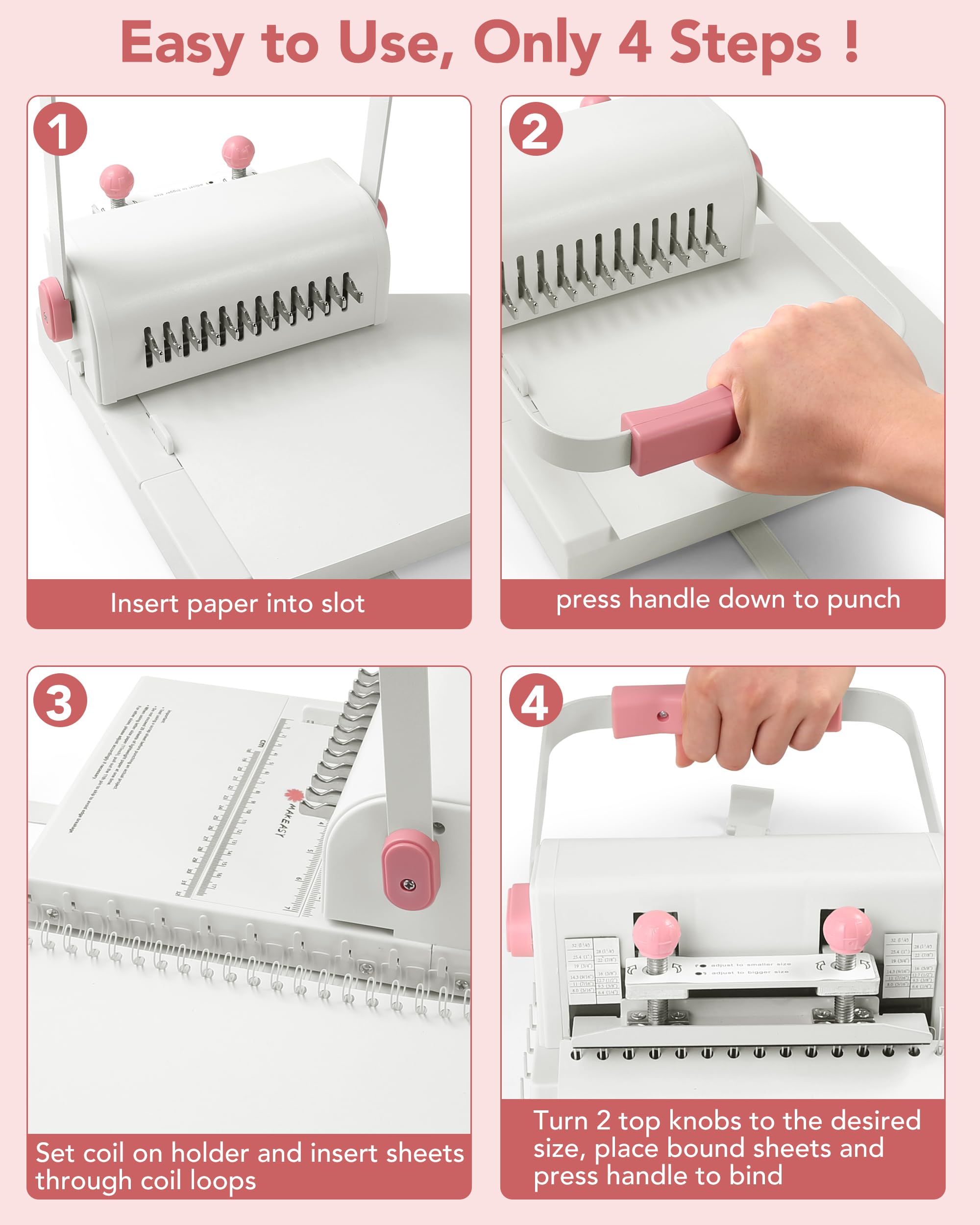 MAKEASY Binding Machine Hole Pitch 2:1 - Portable Book Binding Kit with 10PCS 5/8'' Binding Wires & Plier, for DIY Notebooks, Albums, Journals, and Calendars – Circle Holes