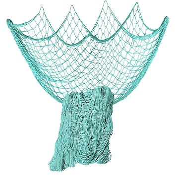Nature Fish Net Wall Decoration with Shells, Ocean Themed Wall Hangings Fishing Net Party Decor for Pirate Party,Wedding,Photographing Decoration