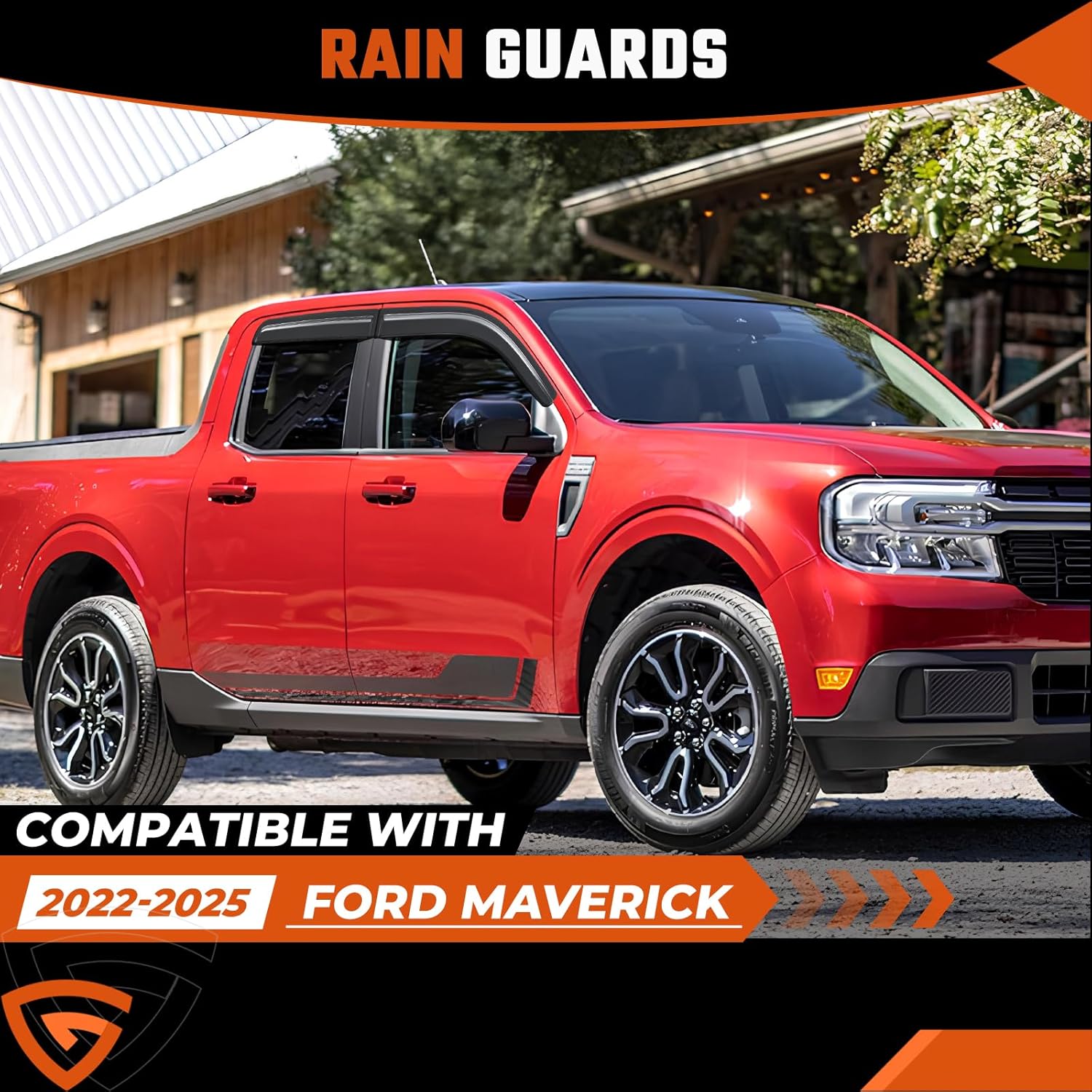 Rain Guards Compatible with Ford Maverick 2022 2023 2024 2025 2026, Tape-on Durable Side Window Visors Wind Deflectors Sun Weather Shield 2022-2026 Maverick Rain Guard Black 4 PCS