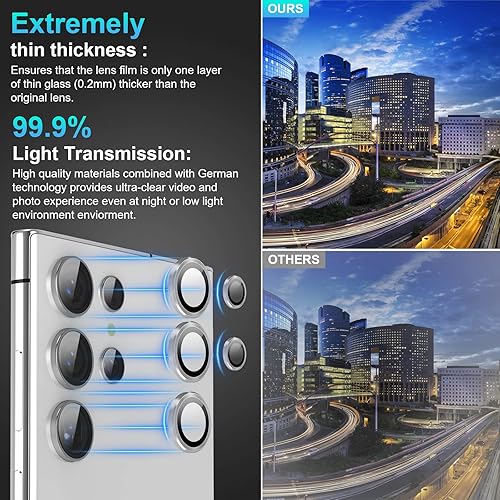 Miniatura 17 de [Paquete de 5+5] para Samsung Galaxy S23 Ultra, protector de lente de cámara de vidrio templado 9H, protector de pantalla de cámara para S23 Ultra