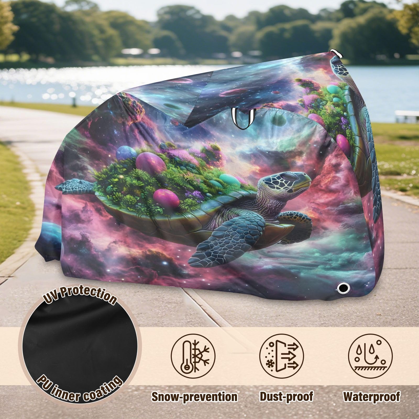 Pokrowiec na rower, wodoodporny, outdoorowy, rowerowy, motorower, wytrzymały, wiatroszczelny, ochrona przed słońcem, do roweru górskiego, szosowego, gwiaździstego nieba, żółwia