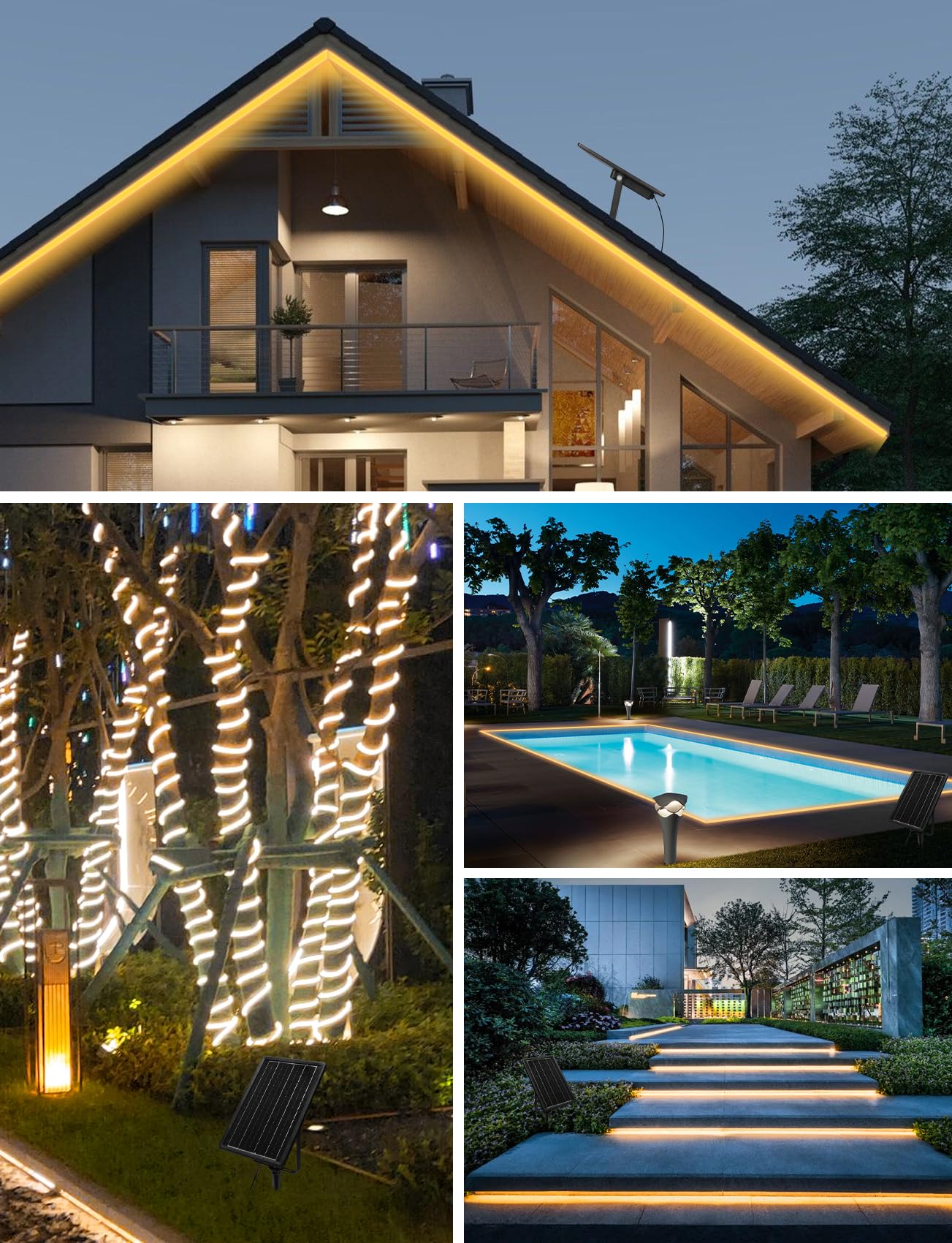 Aigostar Striscia LED 10M con Telecomando,100W 1000LM Striscia di Luce Solare Impermeabile IP65,600LEDs,Striscia LED da Esterno,Luci Led Camera da Letto,Giardino,Piscina,Festa,Portico,Patio