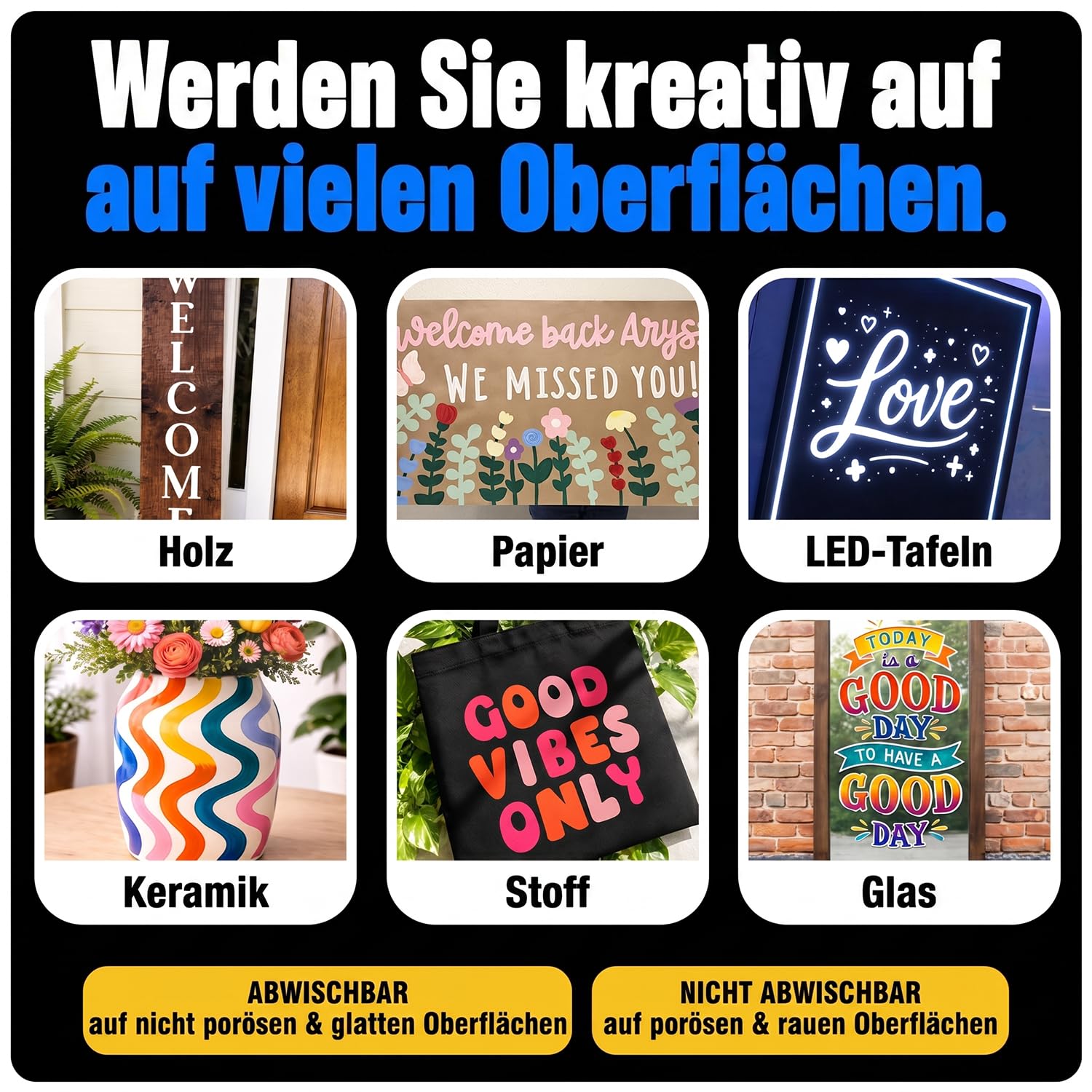 Chalkola Kreidestifte für Tafel Abwaschbar - (15 mm Jumbo, 8 Kreidestift) Kreidestifte für Fenster, Tafelkreide, Glasstifte, Auto - Fenstermalstifte für bei Lehrern, Kindern, Künstlern und Unternehmen