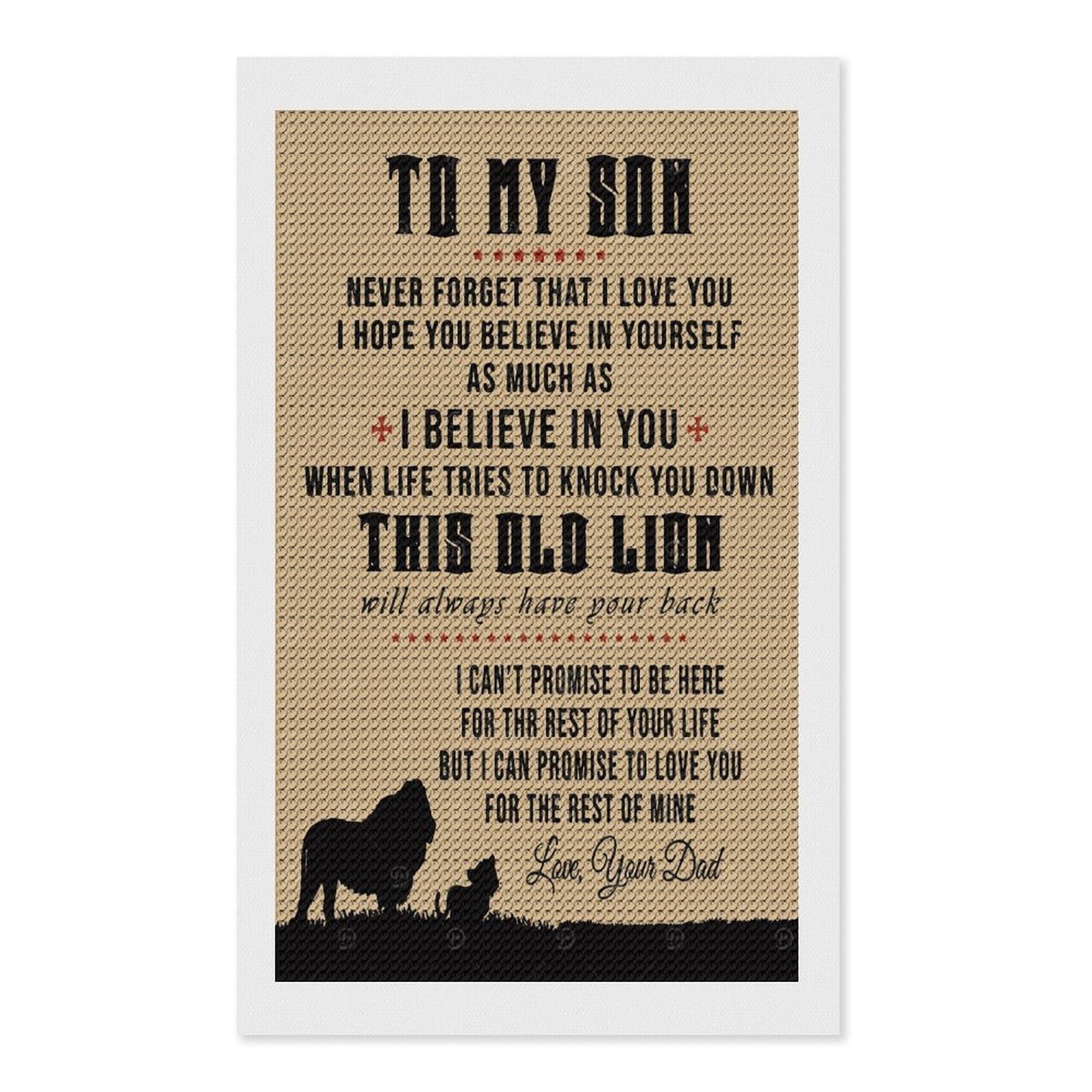 Junmoney to My Son Love Dad(2) Diamond Art Canvas 12"x20", Decorate Your Room, Mindful Craft Activity, Cosy Home Accent, Thoughtful Handmade Gift