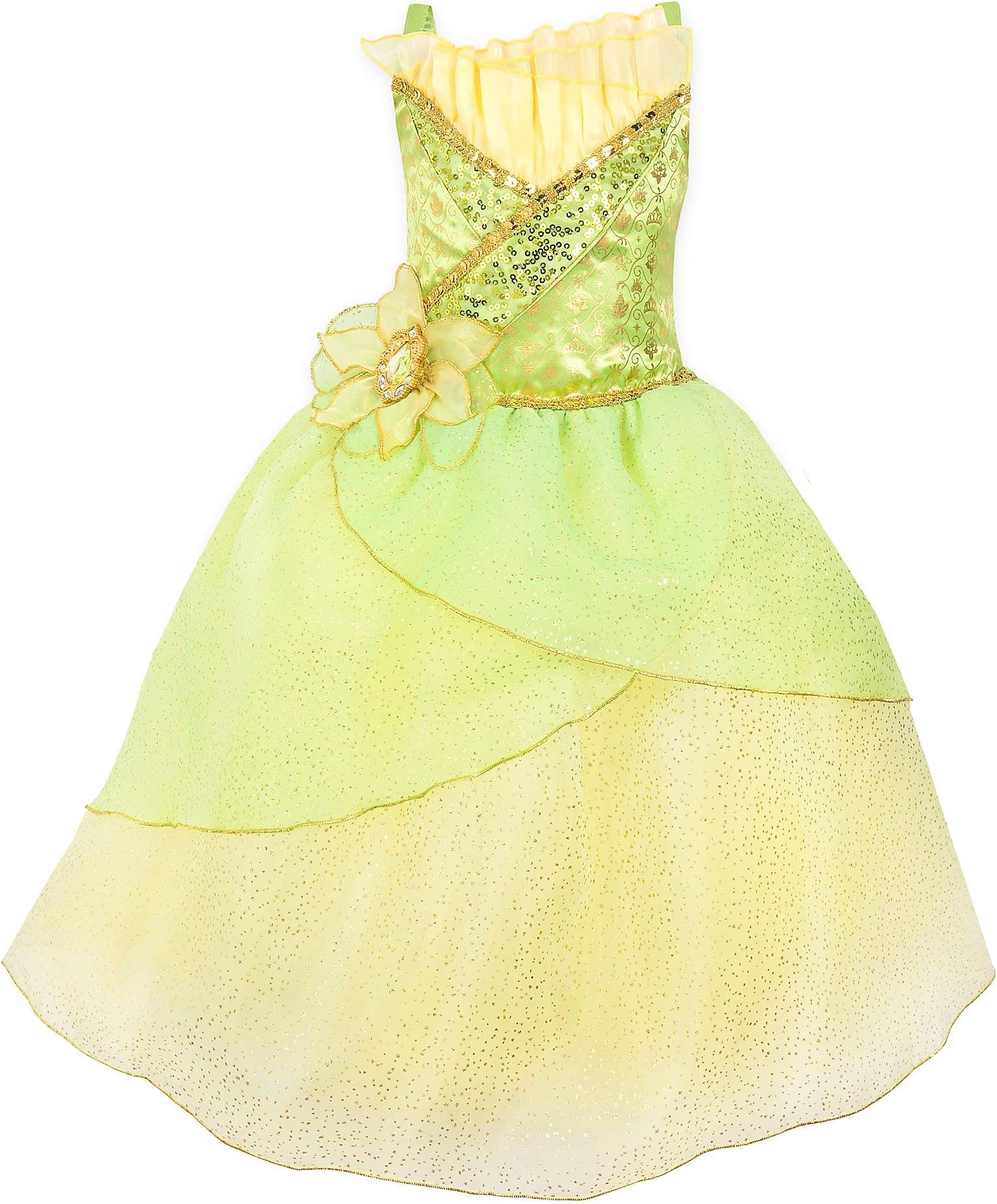 Disney Store Official Tiana Costume for Kids, The Princess and the Frog, 1 Pc., Glamour Party Outfit, Green Dress with Embellished Satin Bodice and Skirt