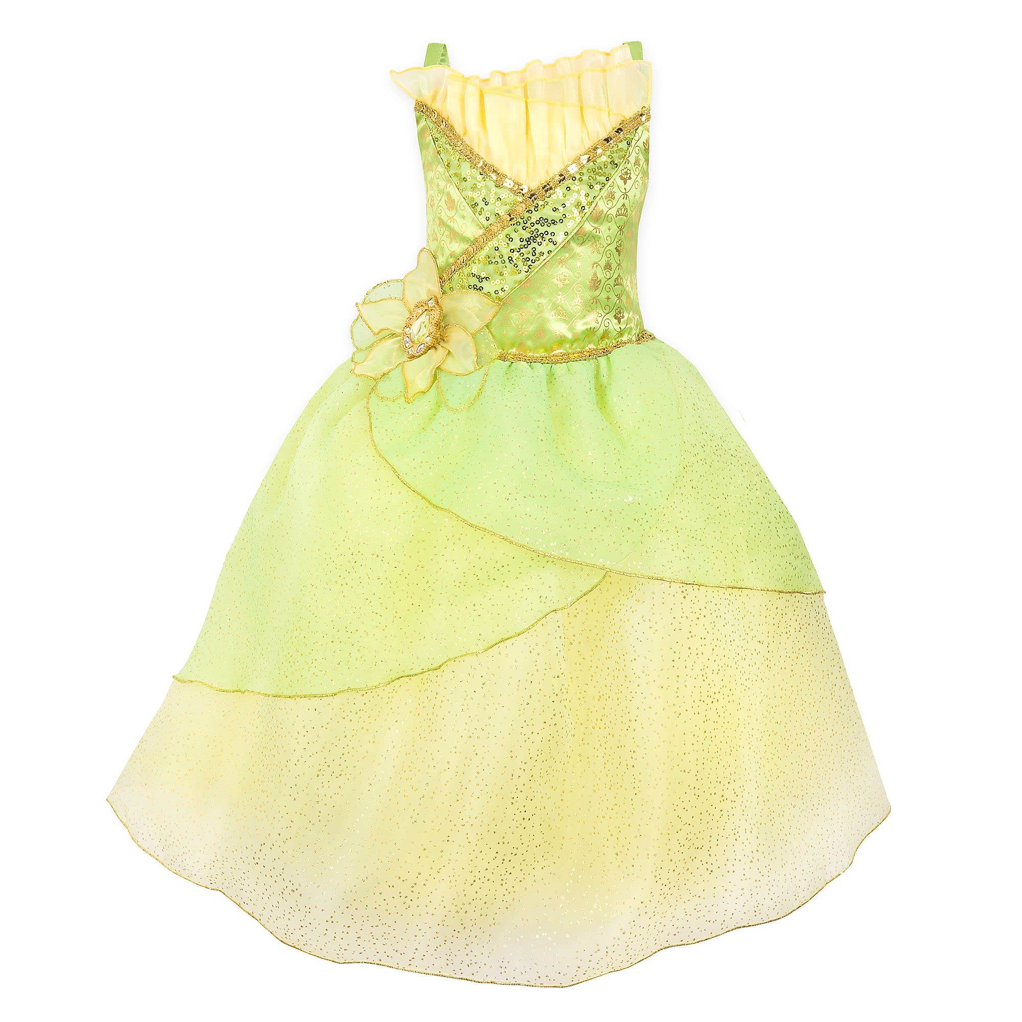 Disney Store Official Tiana Costume for Kids, The Princess and the Frog, 1 Pc., Glamour Party Outfit, Green Dress with Embellished Satin Bodice and Skirt