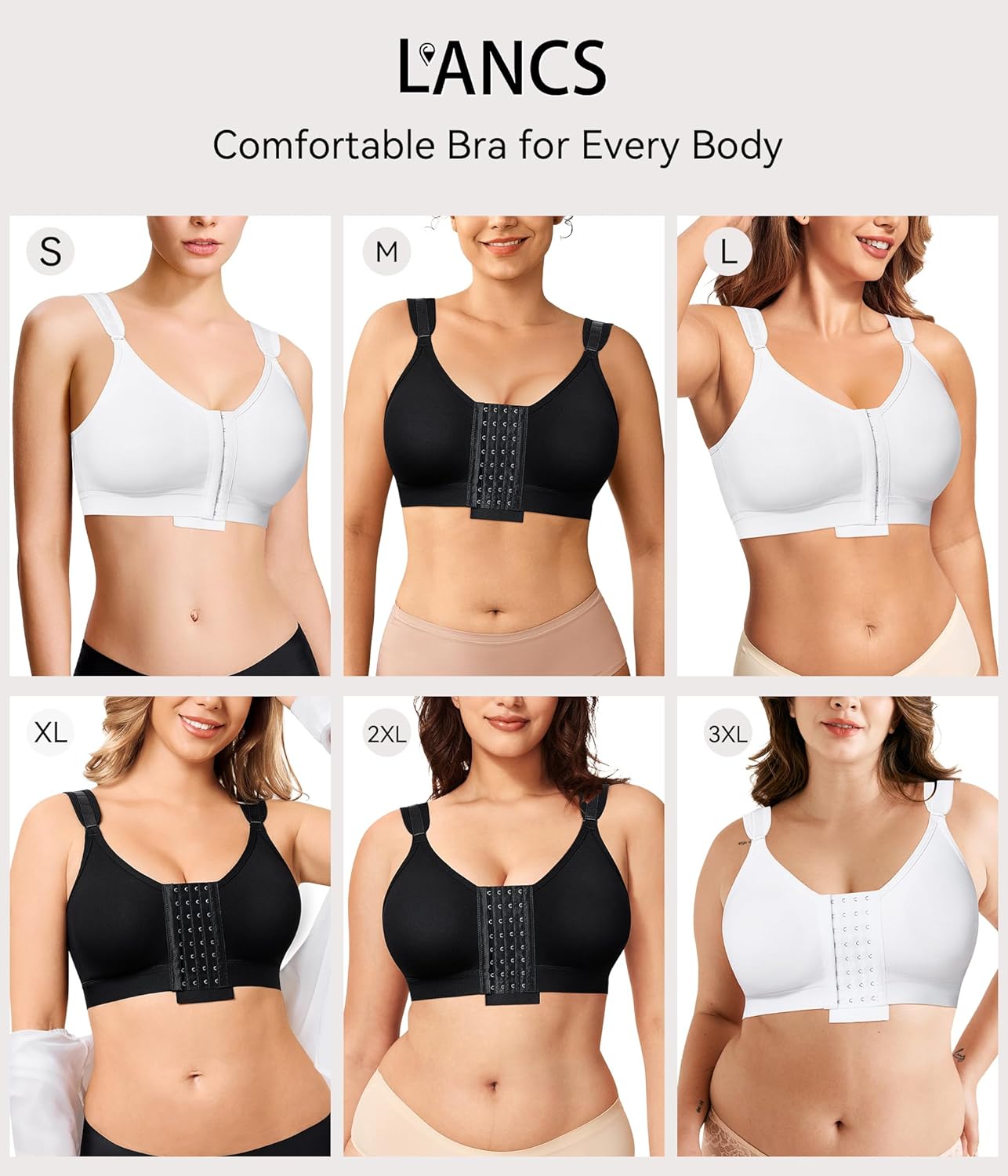 LANCS Women's Front Closure Compression Bra – Post-Surgery Mastectomy Support with Adjustable Straps & Wireless Comfort - Image 7