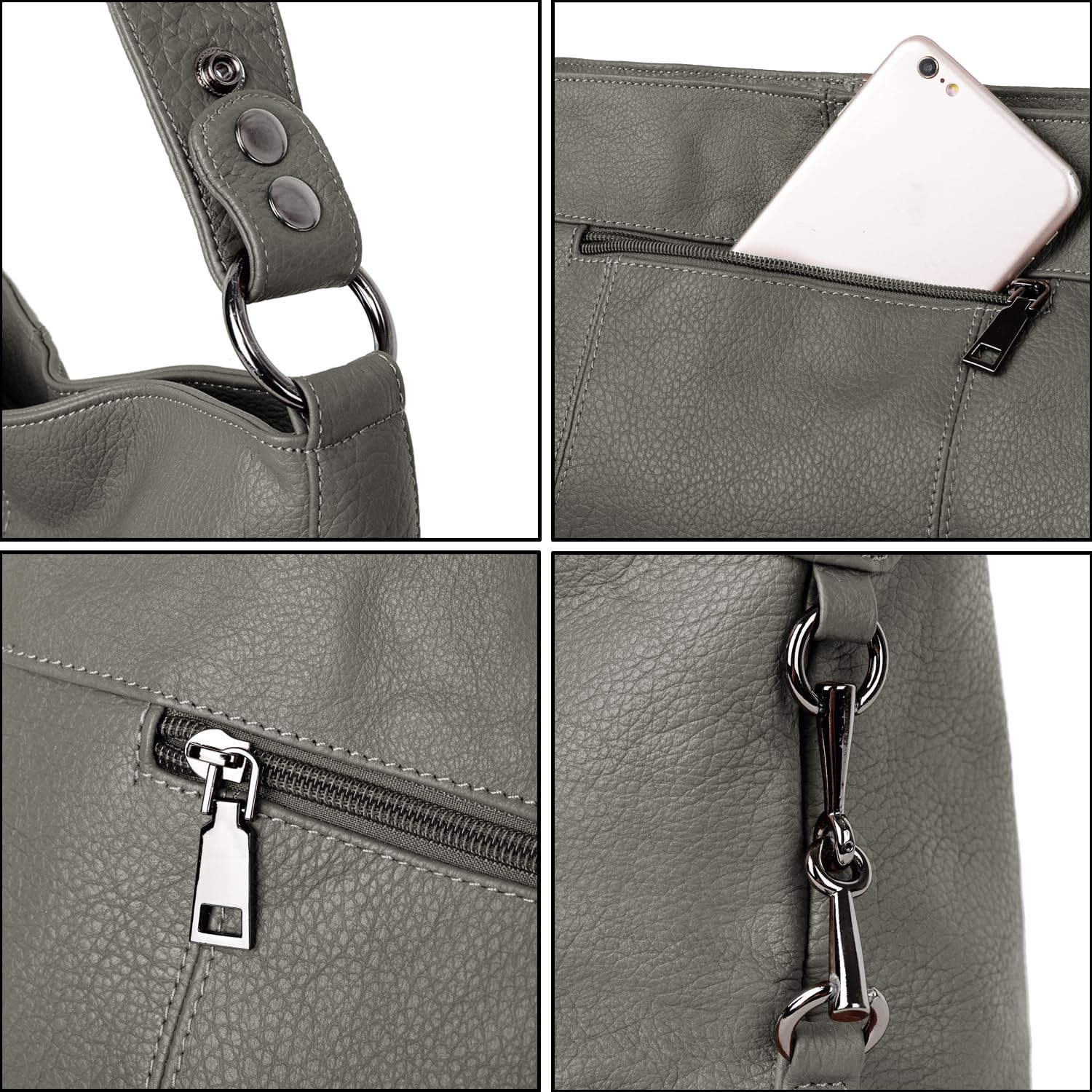 YALUXE Genuine Leather Shoulder Bags Stylish Hobo Handbags Purses Crossbody Bags for Women | Genuine Leather, Stylish: Grey 2.0