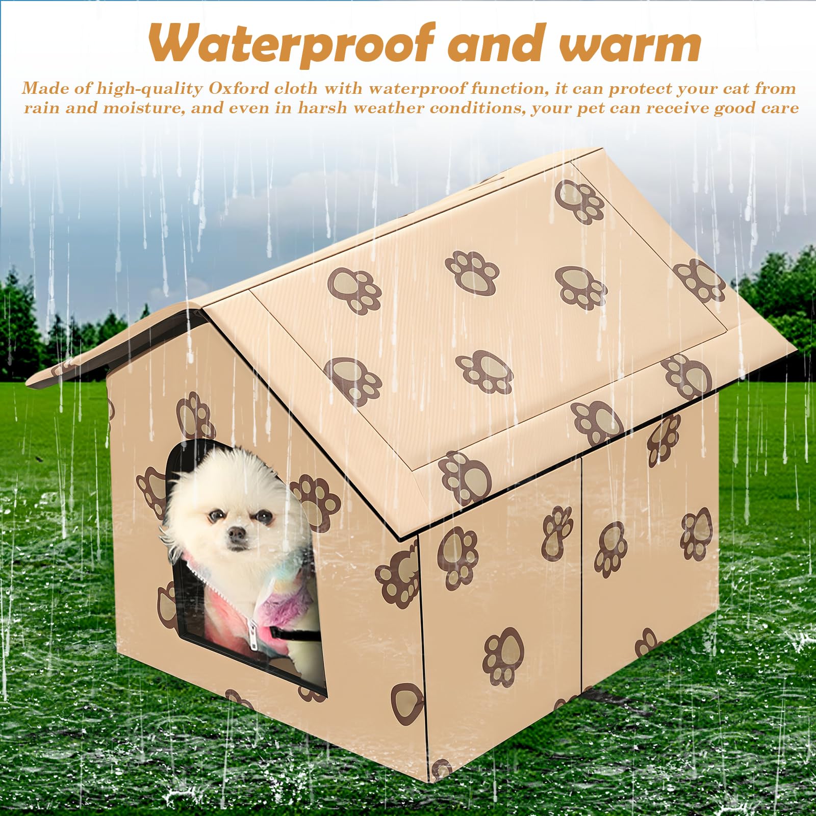 Maison pour chat extérieur résistant à l'hiver étanche niche pour chat : WIYETY 40 x 35 x 38 cm maison pour chat pliable pour petit chien chat grotte chaude lavable maison pour chien refuge pour