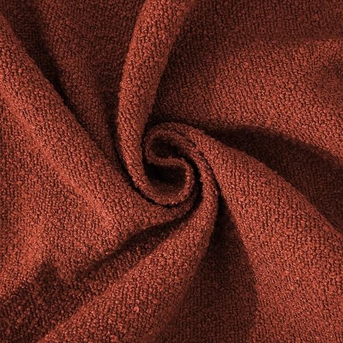 Miniatura 5 de Artcest Set of 1 Boucle Throw Pillow Cover, Large Textured Cushion Case for Couch Bed and Living Room Decor, 26"x26" (Rust)