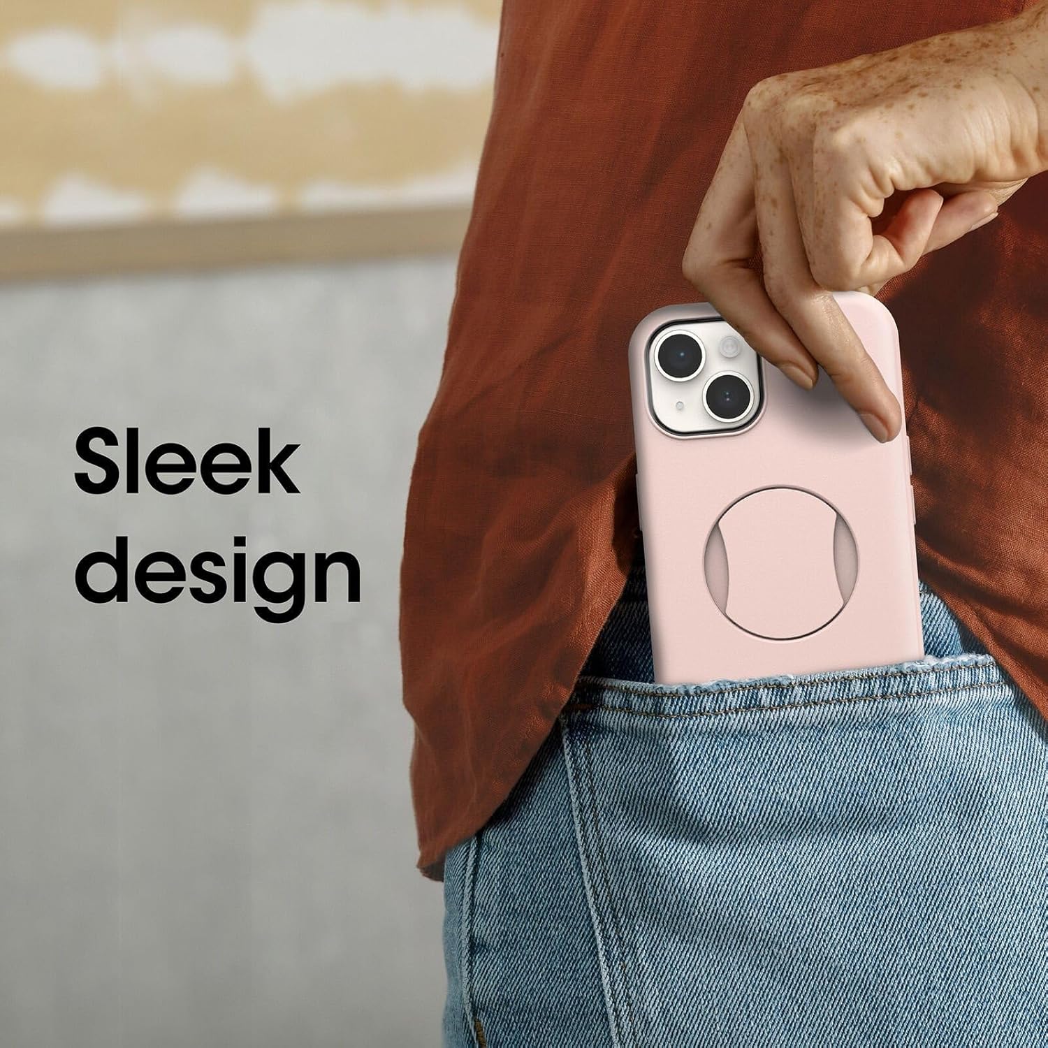 OtterBox OTTERGRIP Symmetry Series Case for iPhone - Non-Retail Packaging (Made Me Blush Pink, iPhone 14)