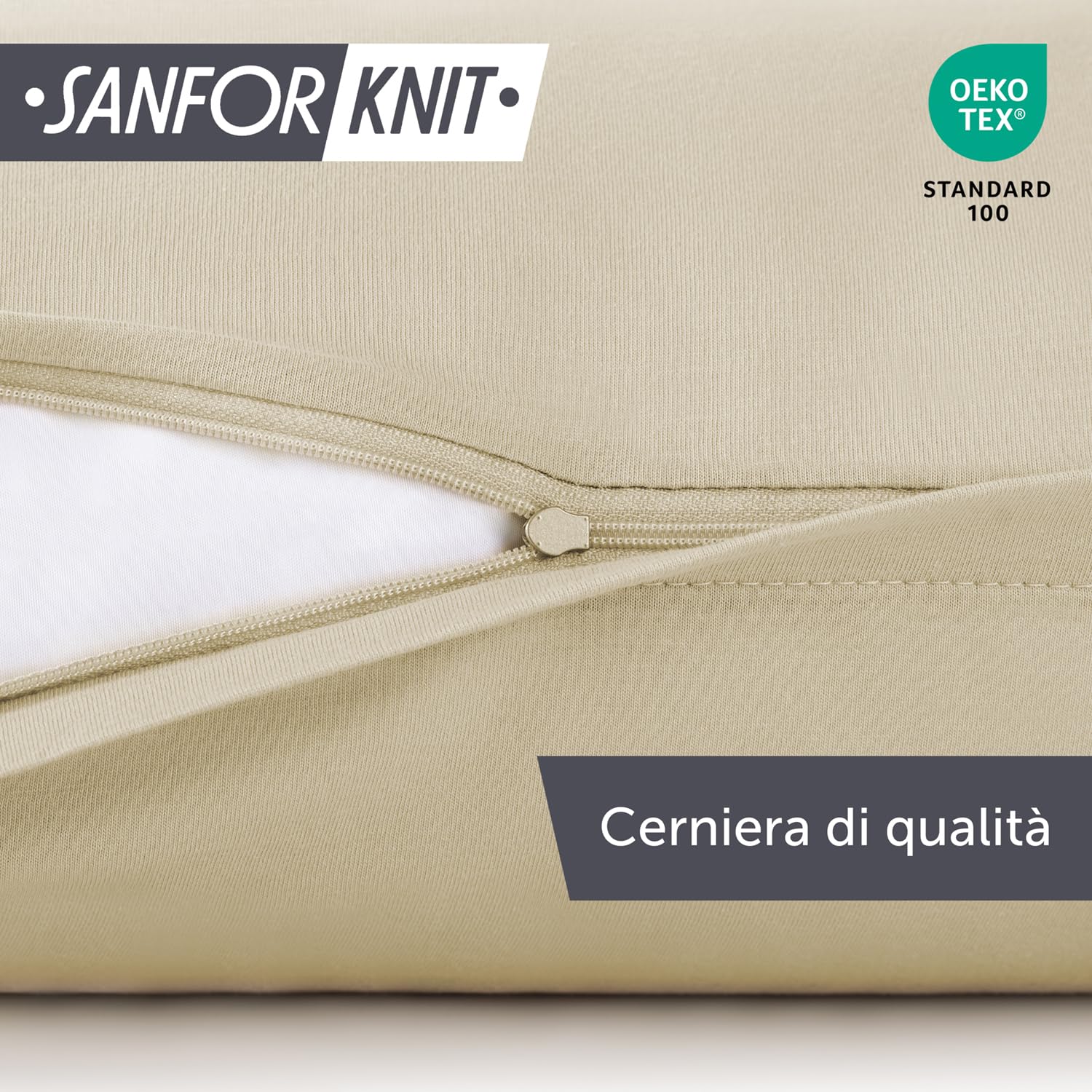 Blumtal Federe Cuscini Letto Matrimoniale Cotone - Federe Cuscini Divano 40 x 40-100% Cotone, Set di 2 Federe in Jersey con Cerniera, Federa certificate Oeko-Tex, Cuscini per Divano - Crema