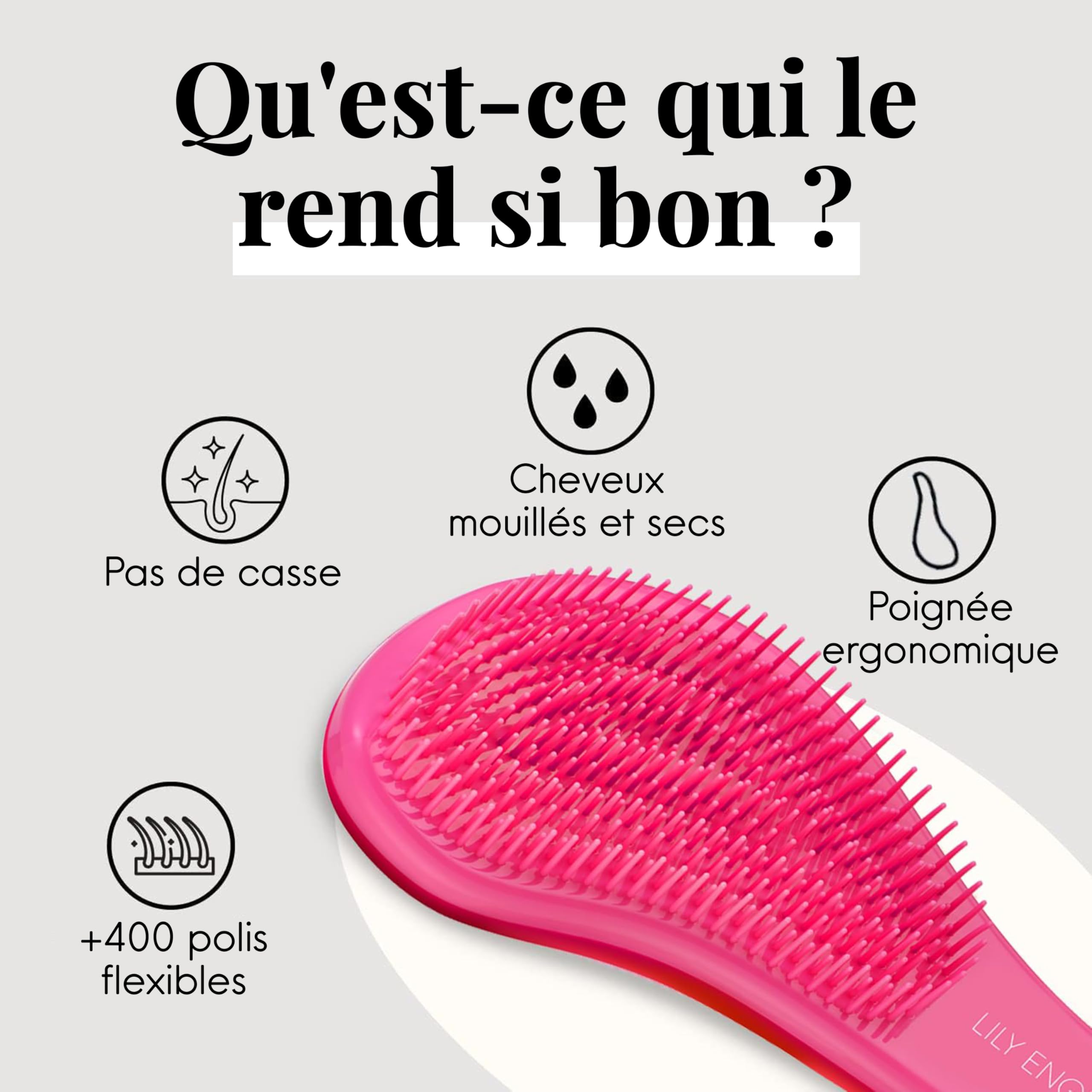 Lily England Brosse à Cheveux Démêlante, Superbe Qualité Salon Coiffure - La Meilleure Brosse pour les Cheveux Fins, Épais, Bouclés, Secs ou Humides et les Enfants (Rose/Orange, Paquet de 1)
