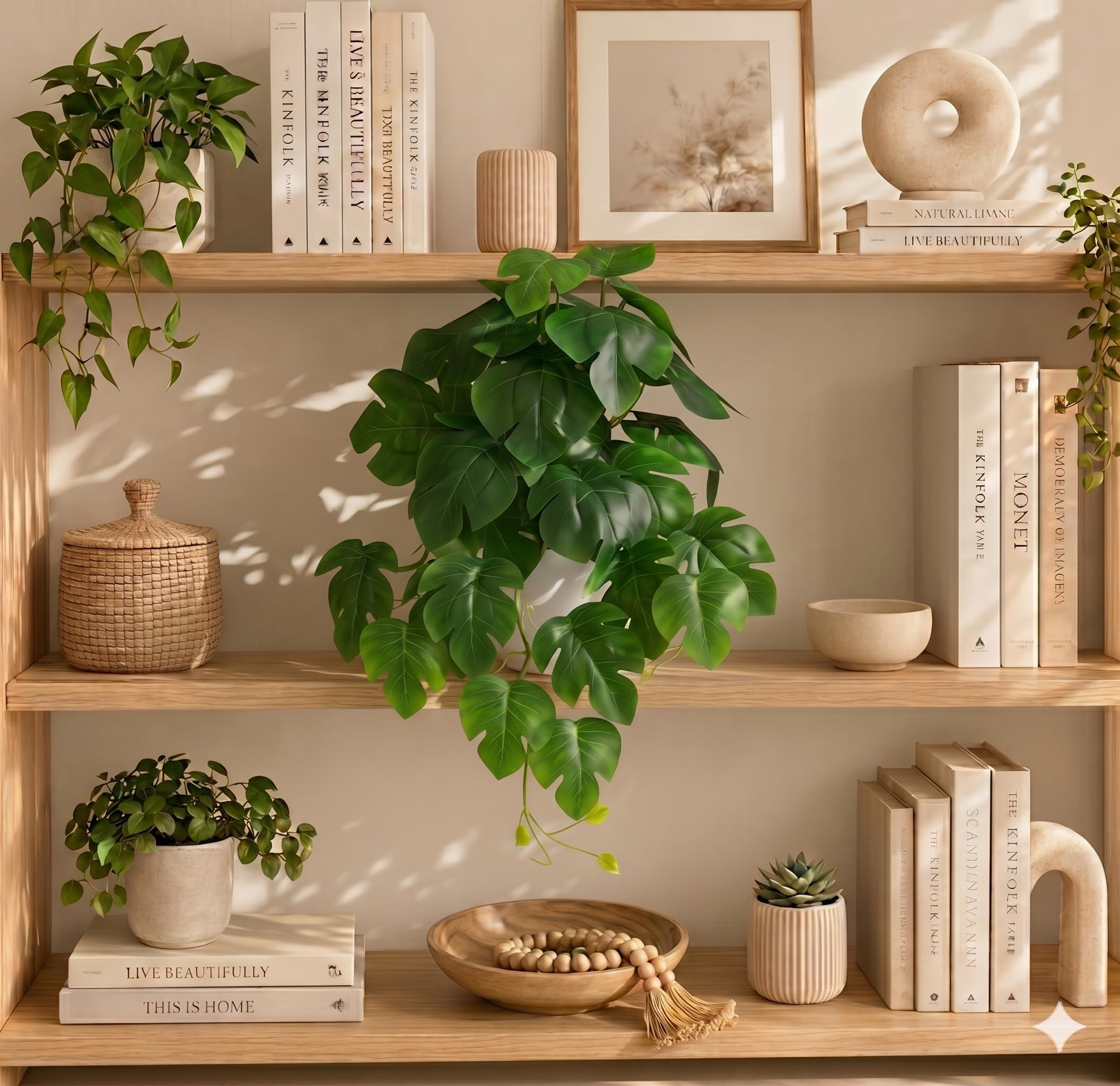 PASCH® Piante artificiali da appendere: Monstera artificiale | piante artificiali come vere | piante artificiali da appendere | pianta artificiale da appendere in vaso | pianta da appendere