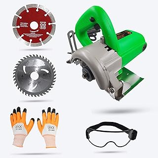 Hillgrove HGCM79M1 Cutting Machine Saw for Tile/Marble/Wood with 1Pcs Wood/Tile Cutting Wheels, Safety Googles and Gloves (1050 W)