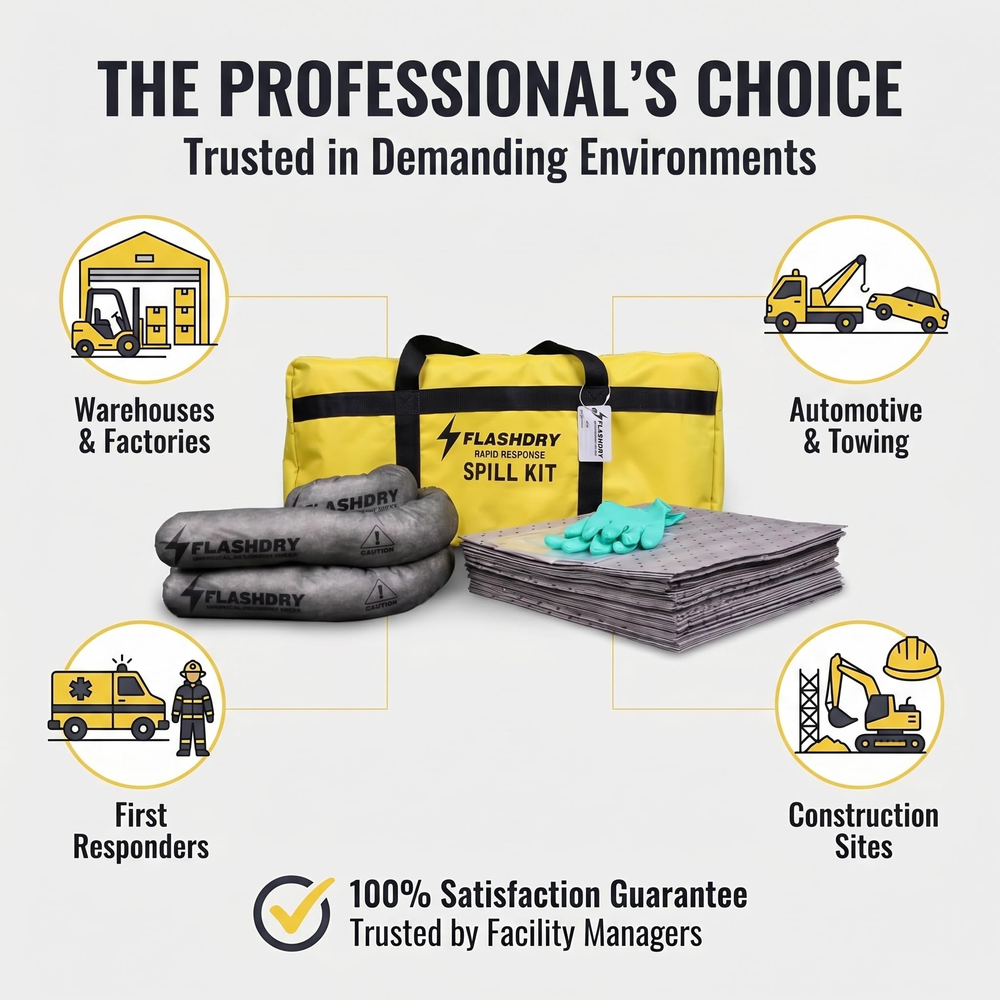 FlashDry Portable Universal Spill Kit Bag, Hazardous Clean Up Kit - 2 Kits — Amazon image 6