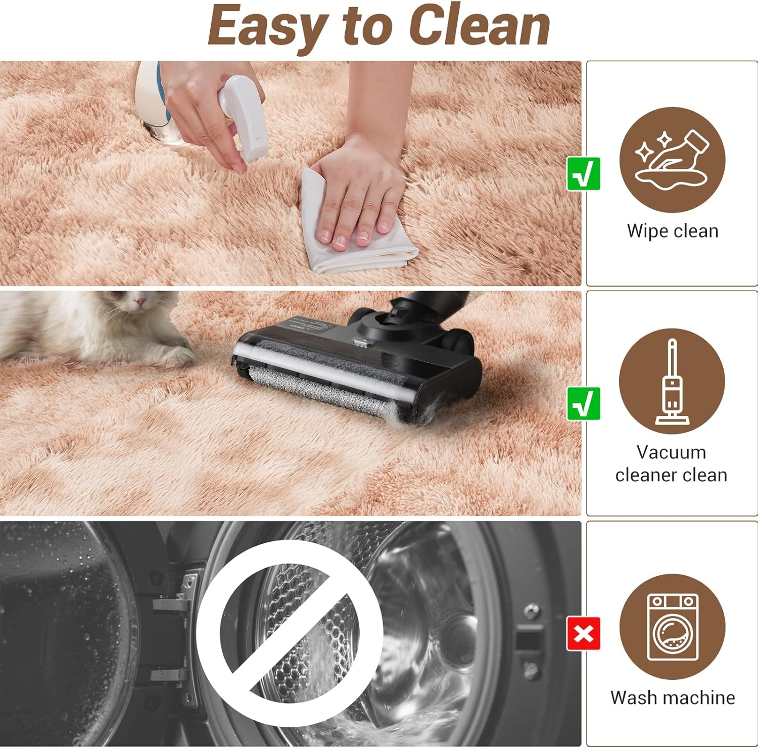 YOBATH Fluffy 5x8 Shag Area Rugs for Bedroom Living Room, Soft Fuzzy Shaggy Carpet Rugs for Girls Boys Kids Indoor Floor Nursery Home Decor, Tie-Dyed Beige