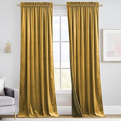 Miniatura 329 de RYB HOME Cortinas de terciopelo súper lujosas con diseño de bolsillo para barra, cortinas de privacidad con aislamiento térmico para oscurecer