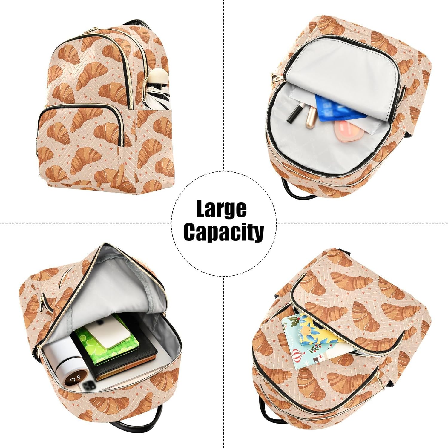 Cute Bread Stars Backpack Purse for Women Shoulder Bag Fashion Daypack Ladies Handbag Lightweight Travel Bag Rucksack