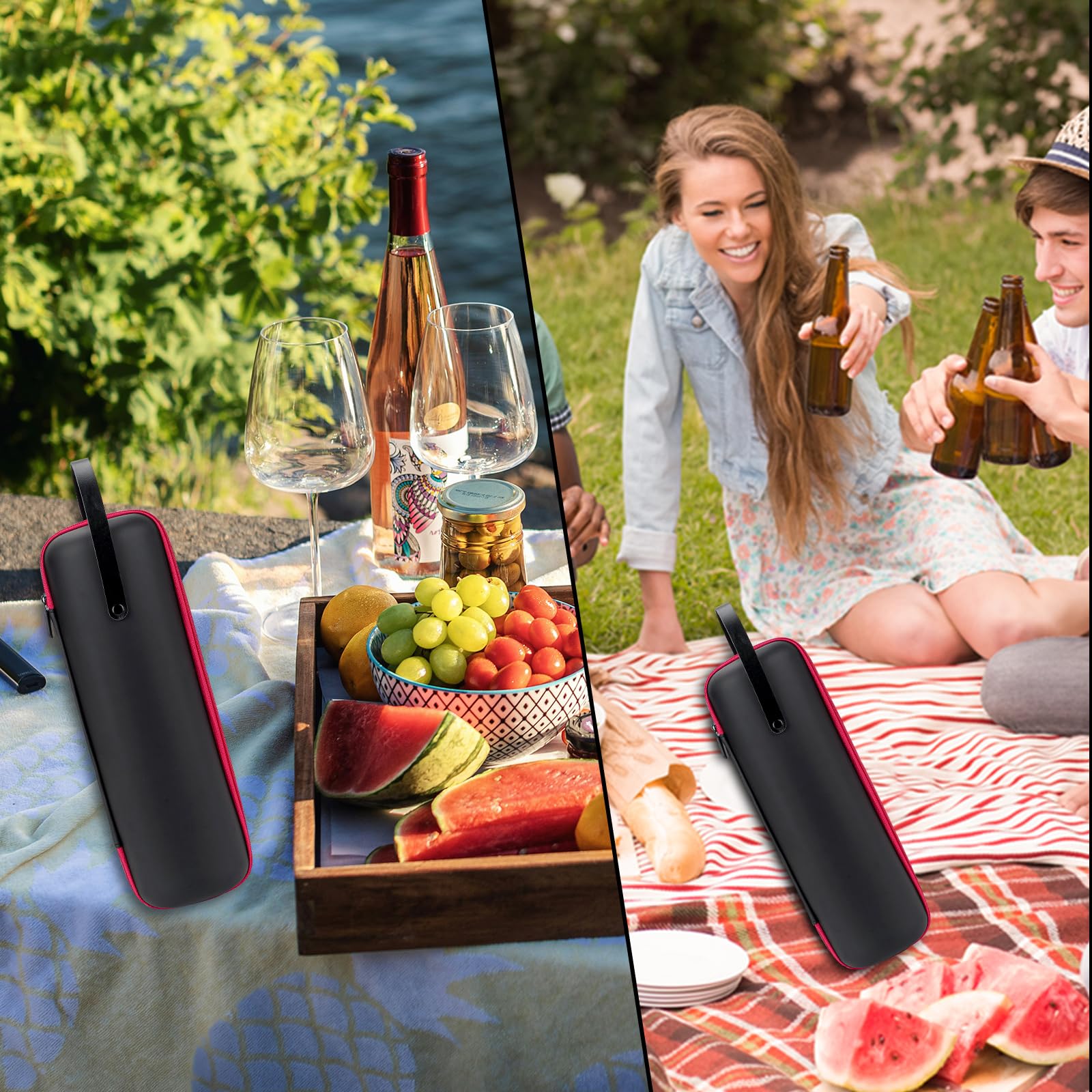 Weinflaschen-Reisetasche, EVA-Weinflaschen-Tragetasche, Weinaufbewahrungszubehör, Hartschalen-Wein-Tragetasche für Reisen, Party, Picknick, Hochzeit, Geburtstag (schwarz)