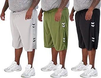 Real Essentials Men's Big & Tall 3-Pack Dry Fit & Mesh Active Athletic Perfomance Shorts (3X-5X)