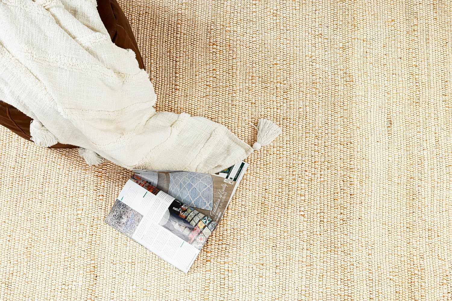 4x6 Cotton Jute Rug Hand Woven Natural Farmhouse Area Rugs for Living Room Bedroom Kitchen Hallway Entryway- Rustic Vintage Bohemian Decor - 4' x 6', (Cotton Jute)