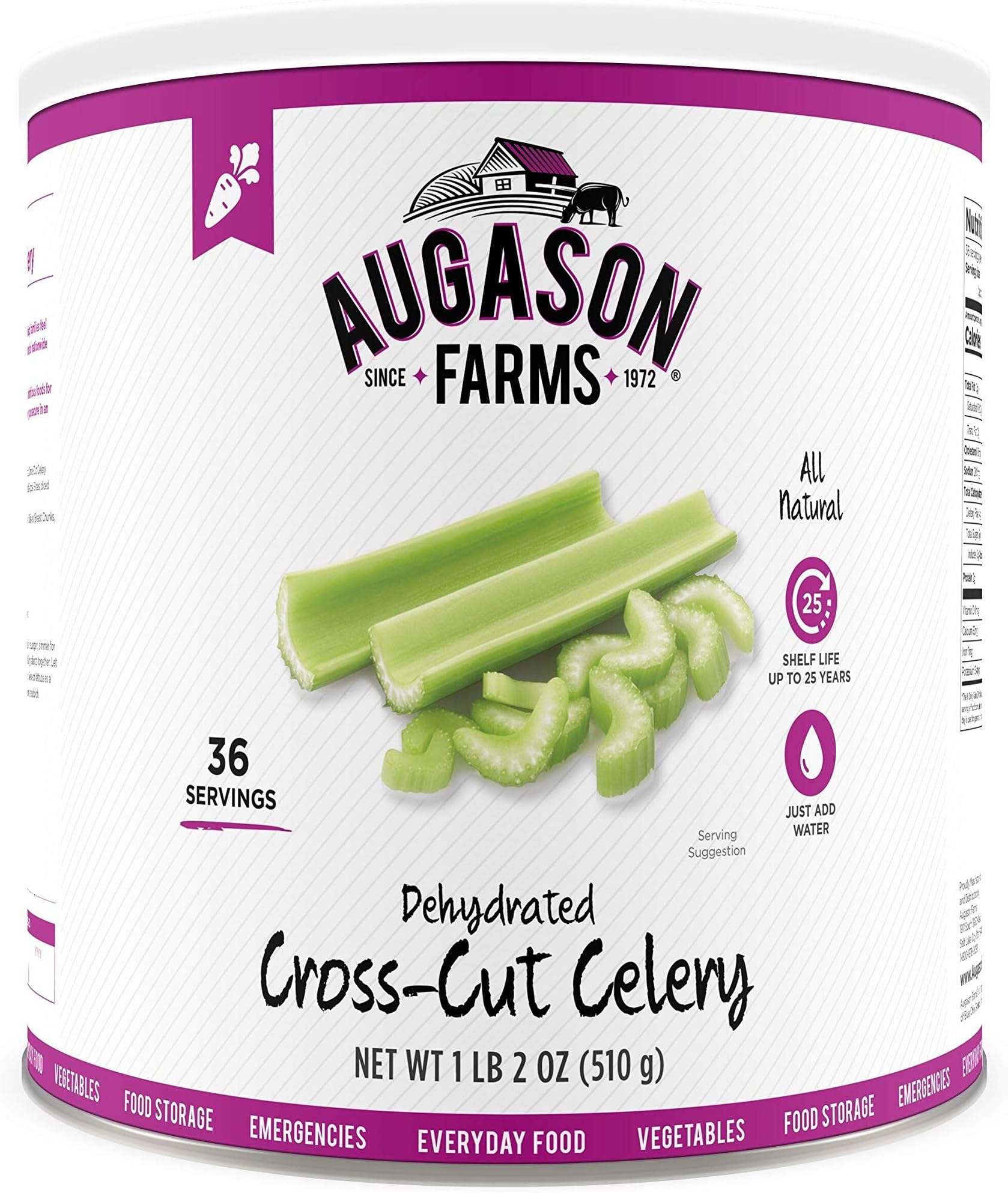 Dehydrated Cross Cut Celery Can, Emergency Food Supply, Everyday Meals, 36 Servings