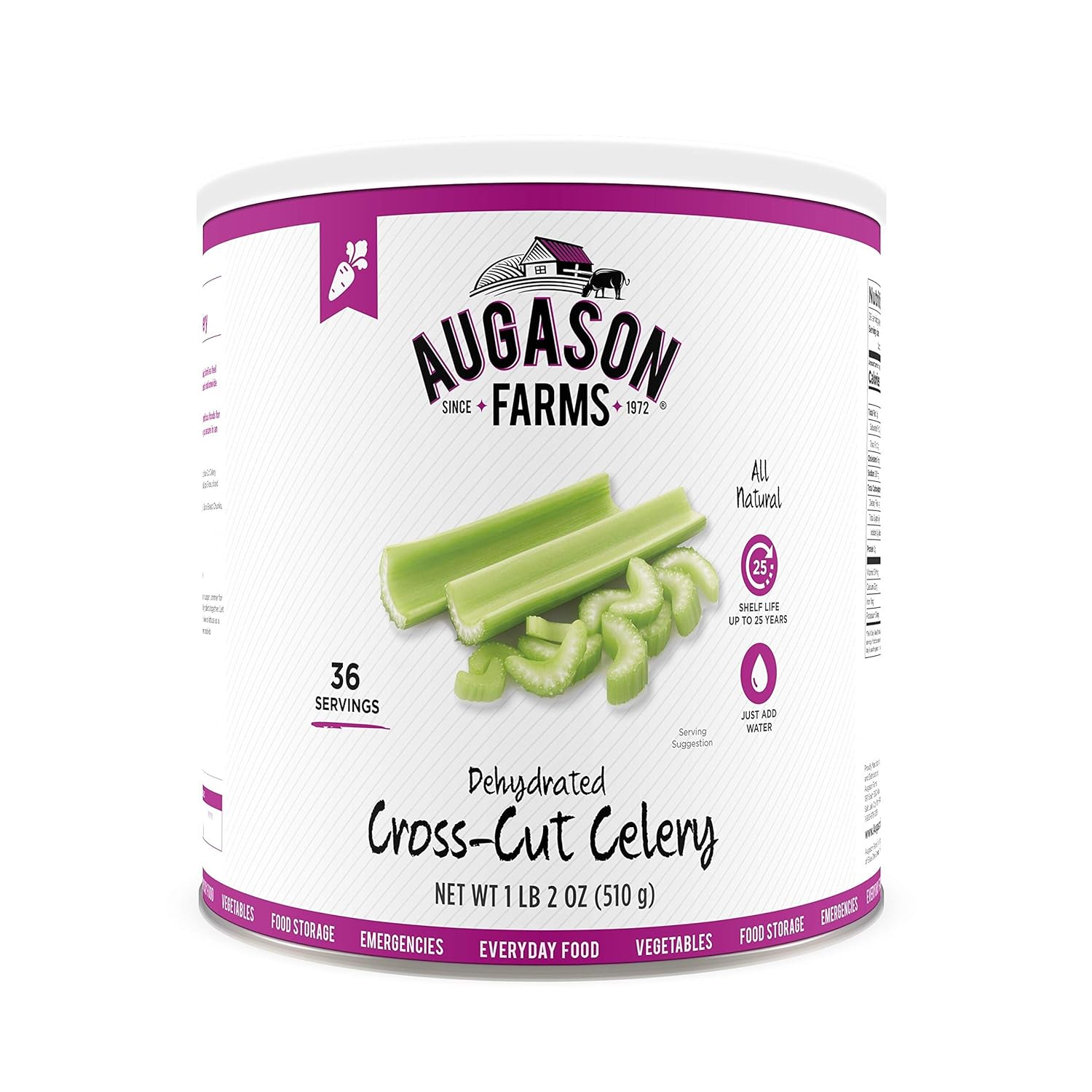 Dehydrated Diced Celery Emergency Food Supply, 73 Servings, 25 Year Shelf Life, Great for Cooking and Snacks - Dehydrated Meals, Survival Food Camping Essentials Can