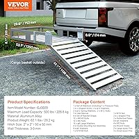 Vista 8 de VEVOR - Soporte de carga con montaje de enganche para scooter de movilidad de 500 lb con rampa plegable, correa, estabilizador y canasta