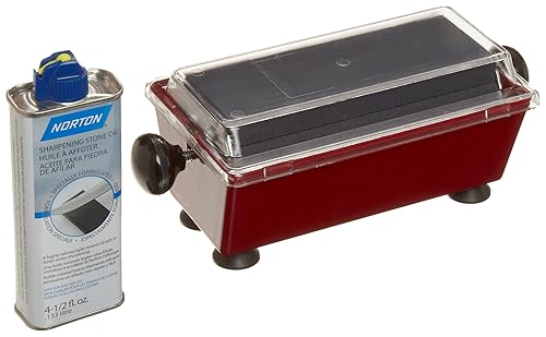 Norton -Saint Gobain Abrasives IM100 - Herramienta 3 en 1 y sistema de afilado de cuchillos, Crystolon medianogrueso y piedras finas de la India,