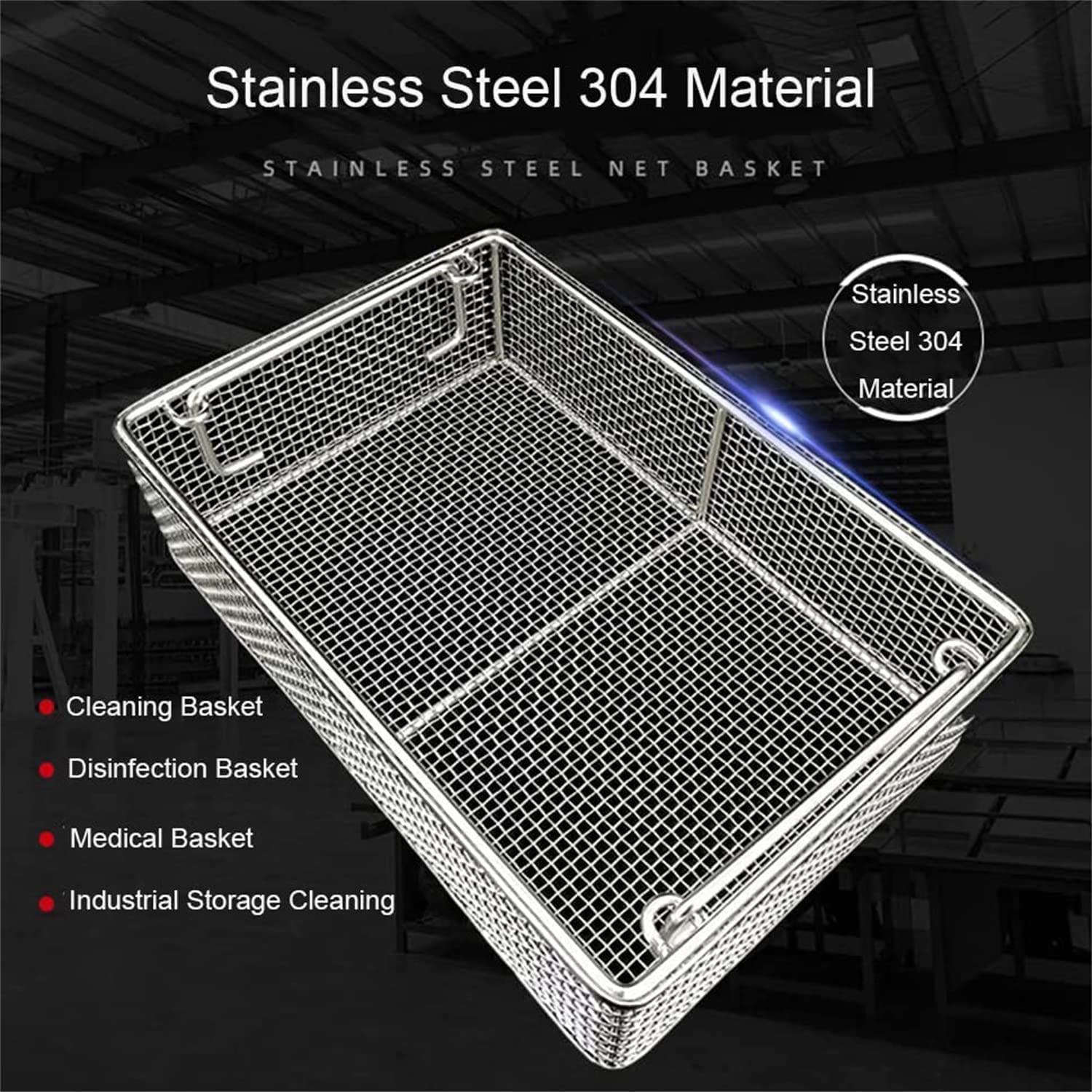 Caja de desinfección de Instrumentos quirúrgicos médicos, Caja de Limpieza de Equipos médicos de Acero Inoxidable 304, Uso Industrial de Alta Temperatura y presión,34 * 25 * 7cm