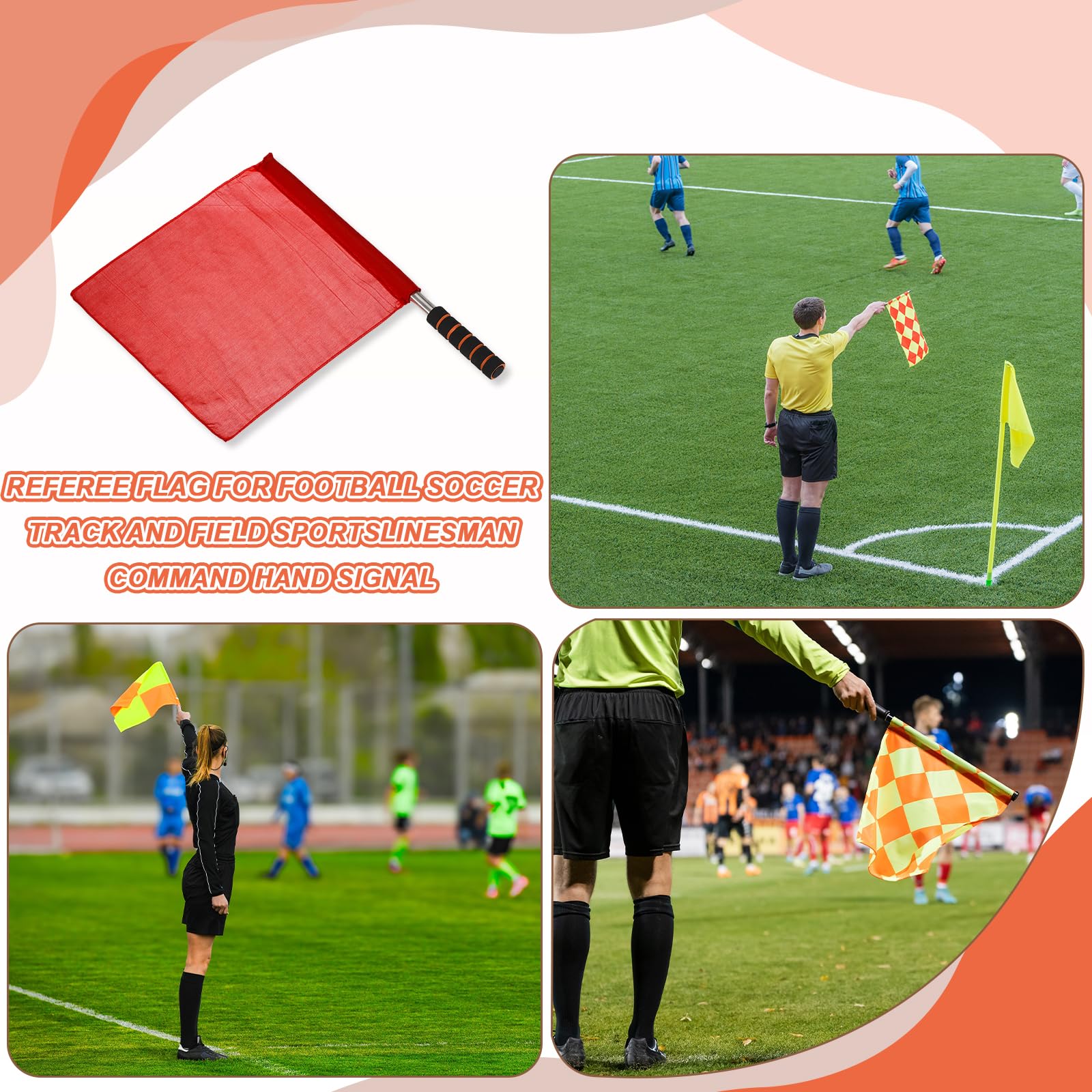 PATIKIL Arbitre Drapeau 4Pcs Inox Acier Poteau Éponge Poignée pour Football Terrain Sports Juge Signal Vert