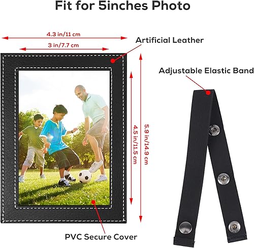 Miniatura 2 de Temlum Visera de piel sintética para fotofotos estándar de 5 pulgadas (3.5 x 5 pulgadas), muestra tus fotografías tanto vertical como