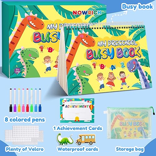 Miniatura 7 de Actividades de aprendizaje preescolar para niños pequeños, Montessori 32 temas, libro de dinosaurios ocupado para niños pequeños de 1-3, 2-6,