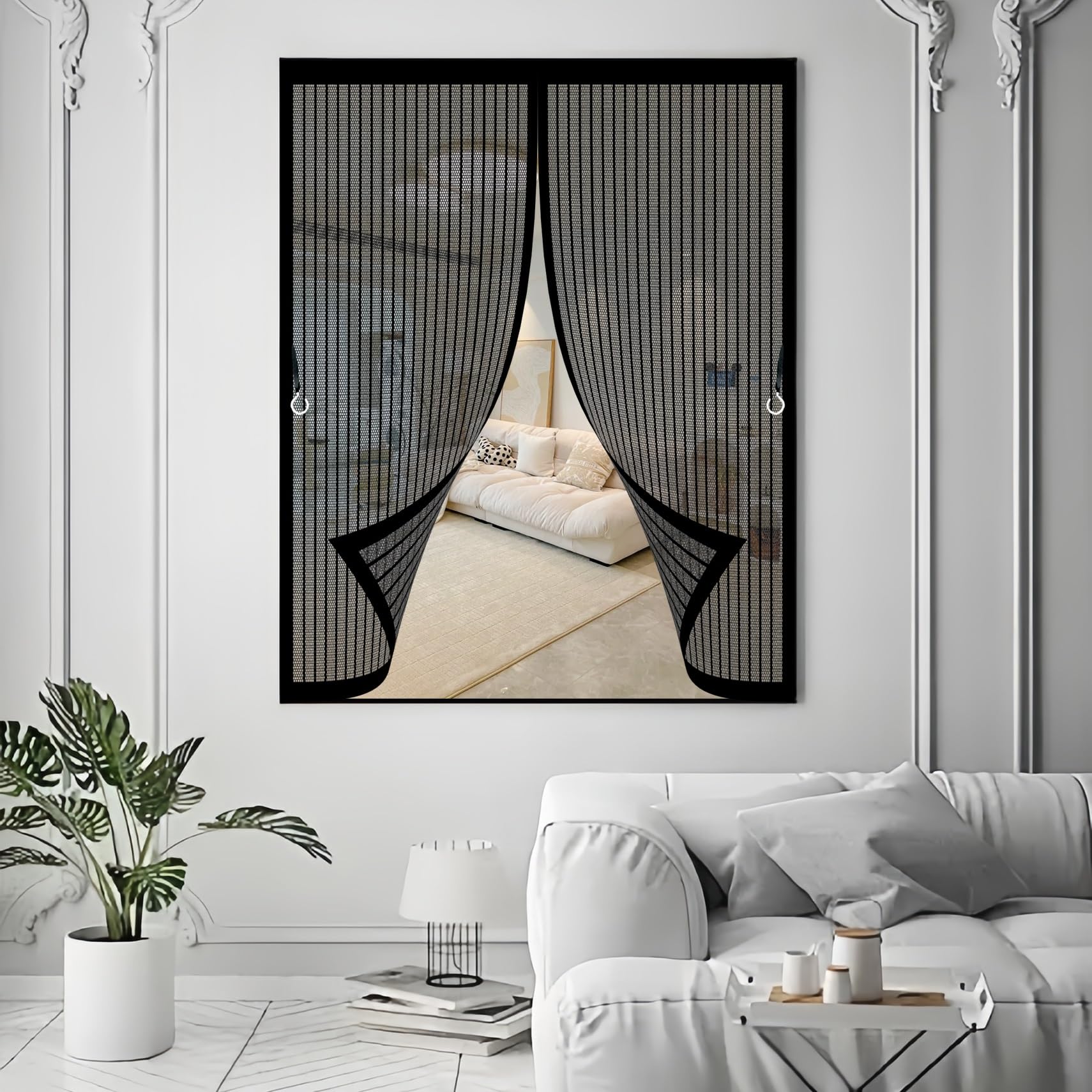 Chbin Black Magnetic Bug Mesh Curtain 47 X 52 Cm Anti Mosquito, Keep Fresh Air In, Portable, Foldable, Custom Sizes, Fly Nets For Curtain For Patio Door/Balcony Door,